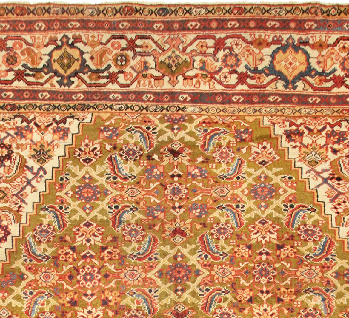 Début du 20ème siècle Tapis persan ancien Sultanabad Oriental, taille de pièce, avec motif Herati en vente
