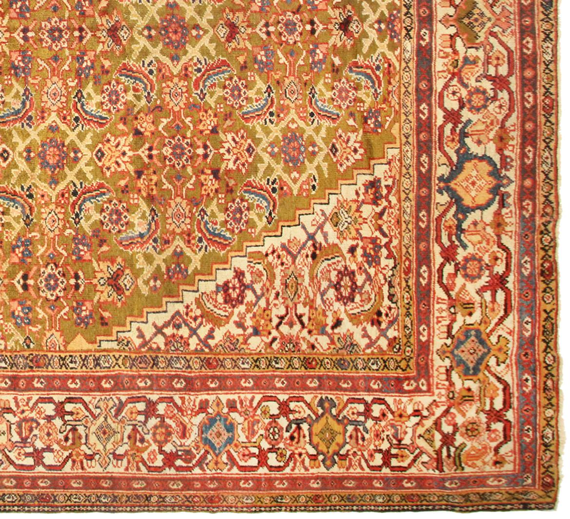 Laine Tapis persan ancien Sultanabad Oriental, taille de pièce, avec motif Herati en vente