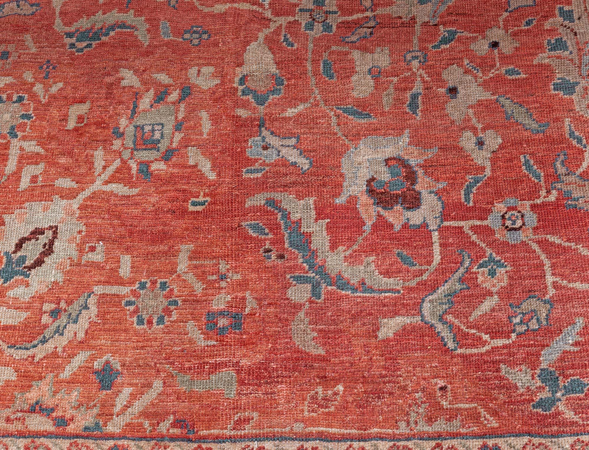 Antique Persian Sultanabad red blue handmade wool
Size: 13'0