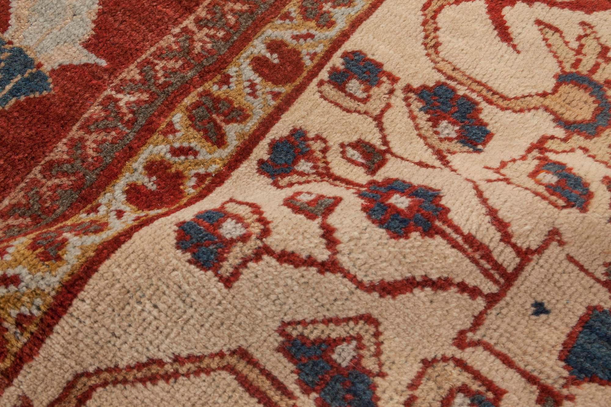 Hand-Woven Antique Persian Sultanabad Red Handmade Wool Rug For Sale