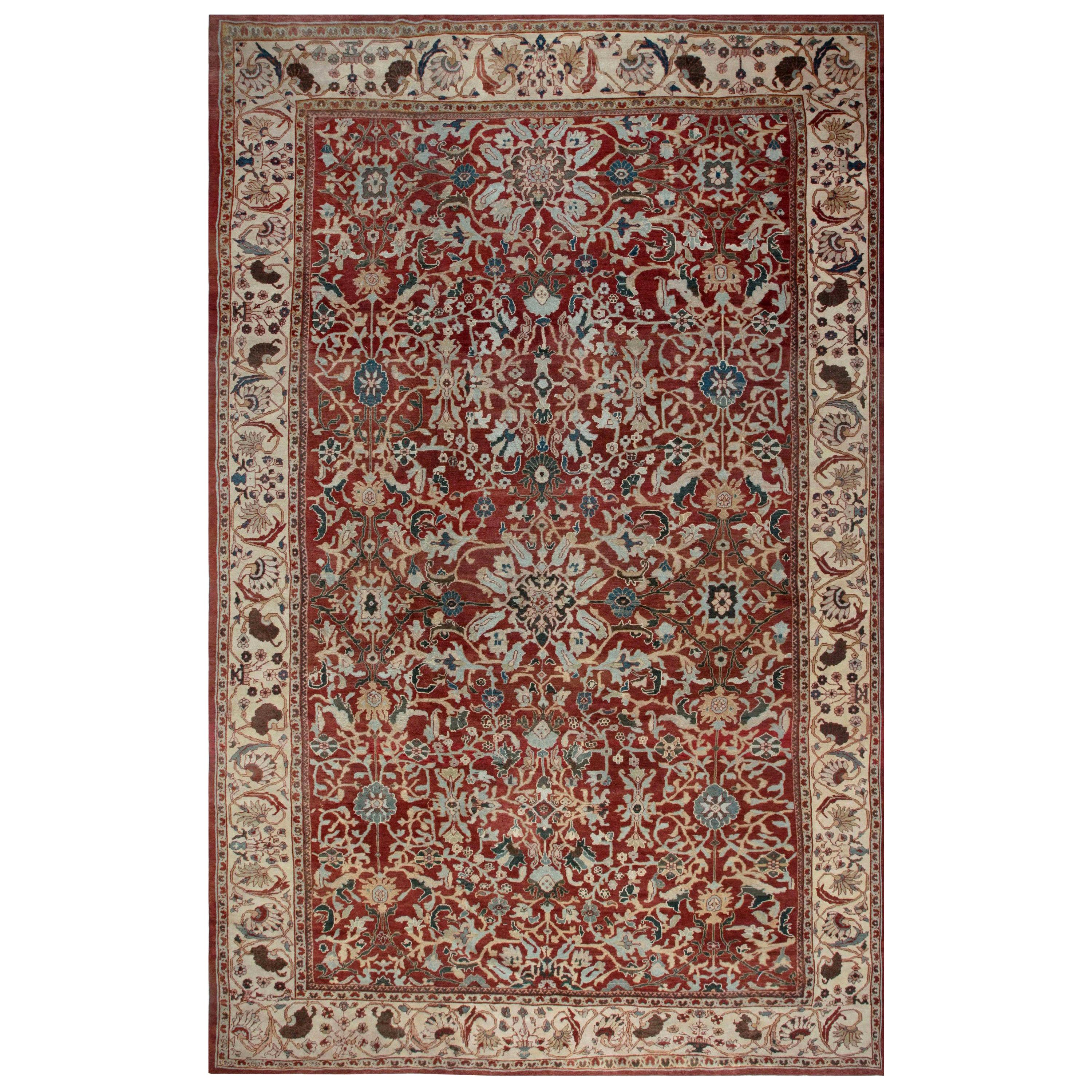 Antique Persian Sultanabad Red Handmade Wool Rug