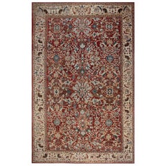 Tapis persan antique Sultanabad rouge en laine fait à la main