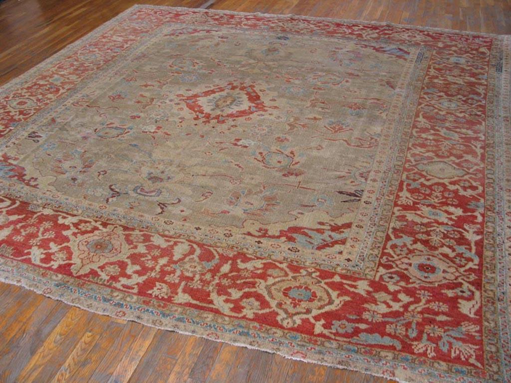 Hand-Knotted 19th Century Persian Ziegler Sultanabad Carpet ( 10'5