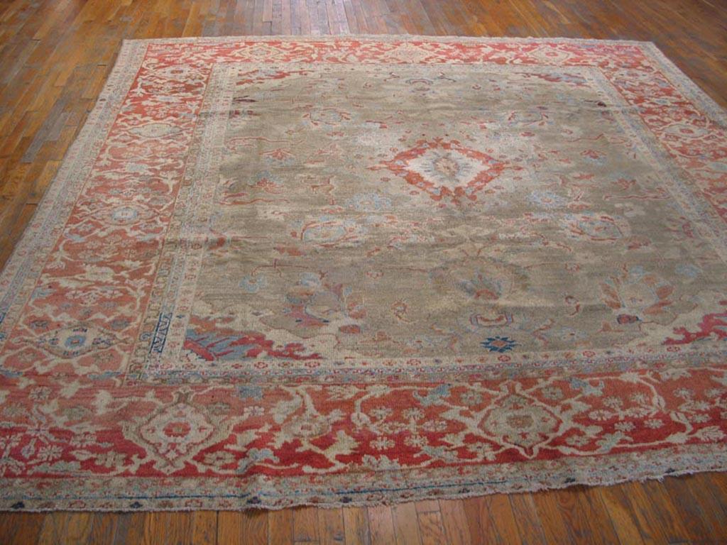 Wool 19th Century Persian Ziegler Sultanabad Carpet ( 10'5