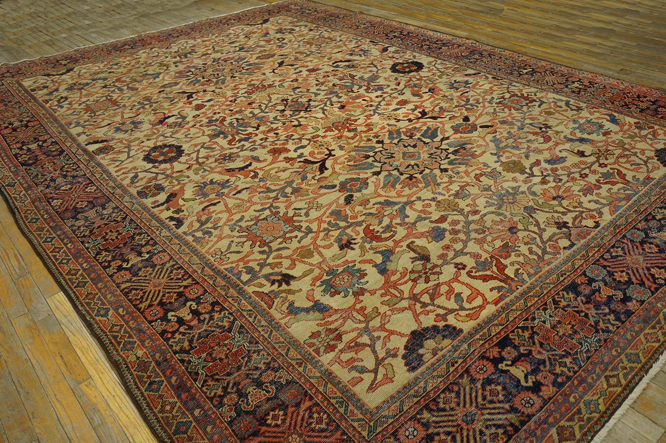 Annodato a mano Tappeto persiano Sultanabad della fine del XIX secolo ( 10'6'' x 14' - 320 x 425 ) in vendita