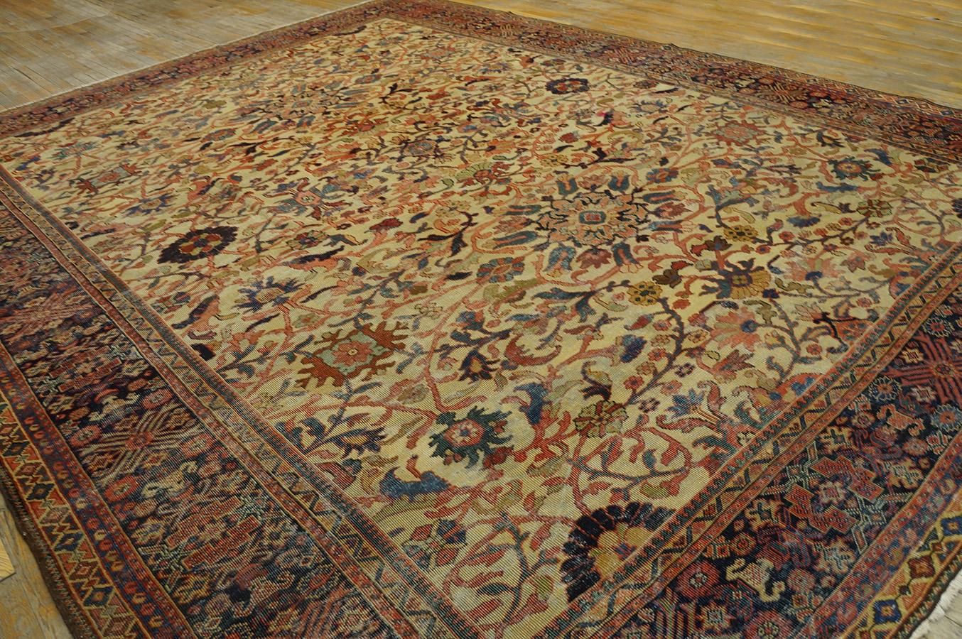 Lana Tappeto persiano Sultanabad della fine del XIX secolo ( 10'6'' x 14' - 320 x 425 ) in vendita