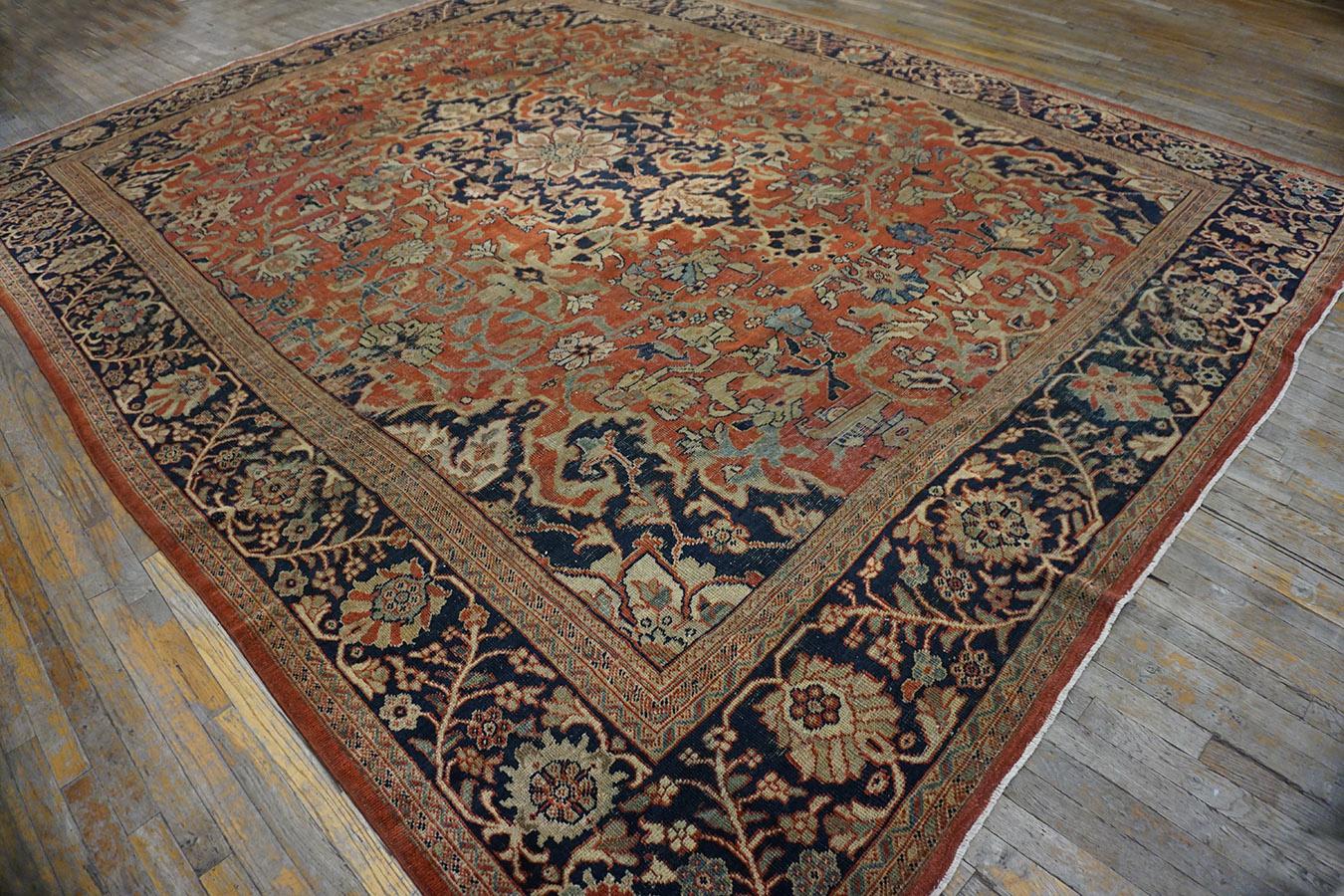 Hand-Knotted Late 19th Century Persian Sultanabad Carpet ( 10'9