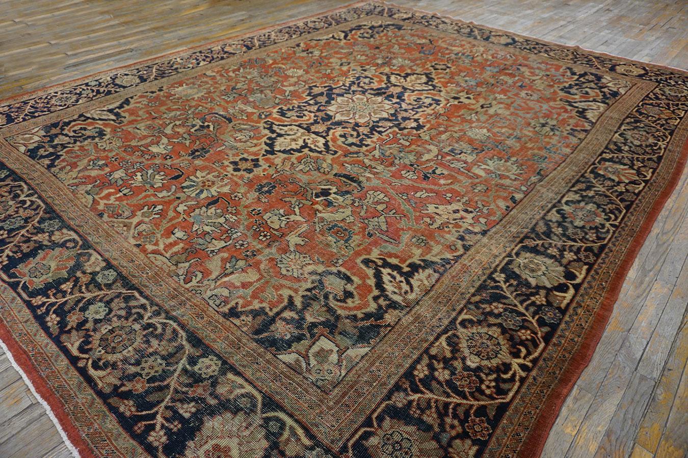 Wool Late 19th Century Persian Sultanabad Carpet ( 10'9
