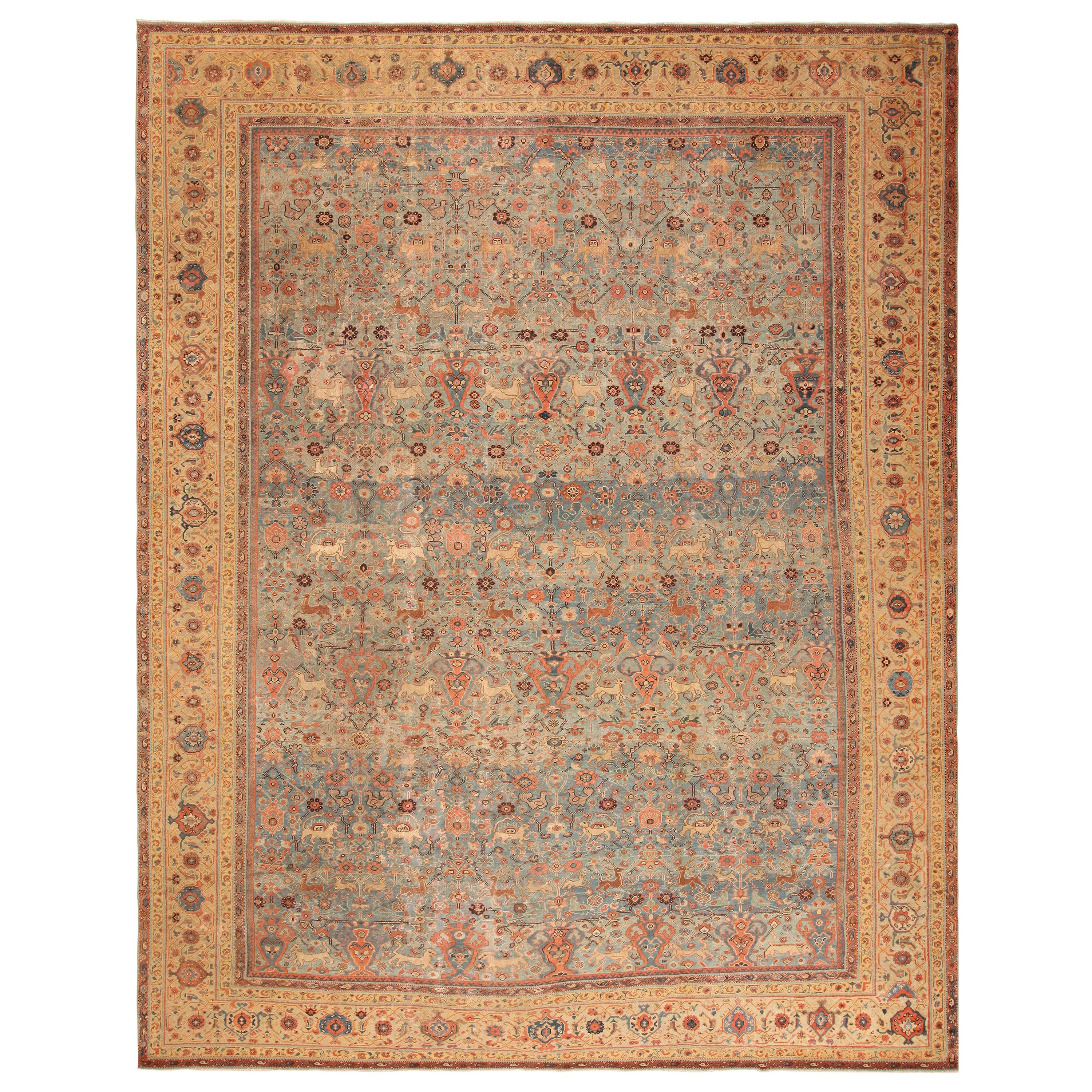Tapis persan ancien de Sultanabad. 12 pieds 8 po. x 16 pieds