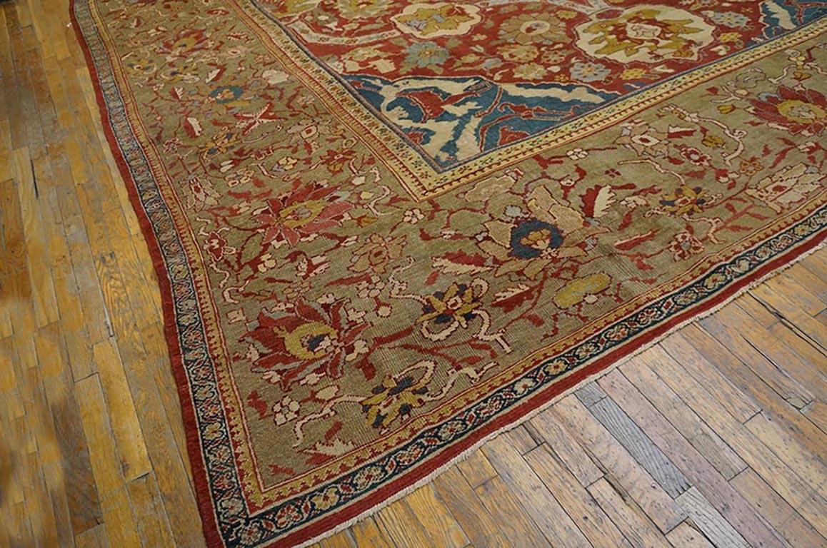 Hand-Knotted Antique Persian Ziegler Sultanabad Carpet (13' x 16'9