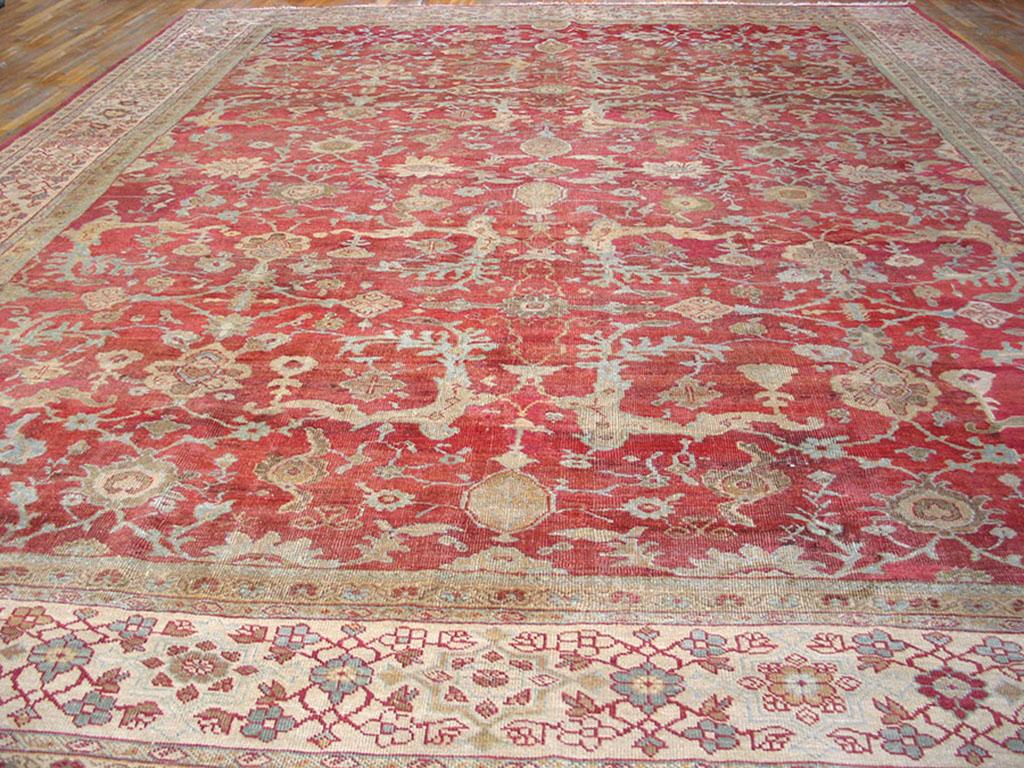 Hand-Knotted Late 19th Century Persian Sultanabad Carpet ( 13'6