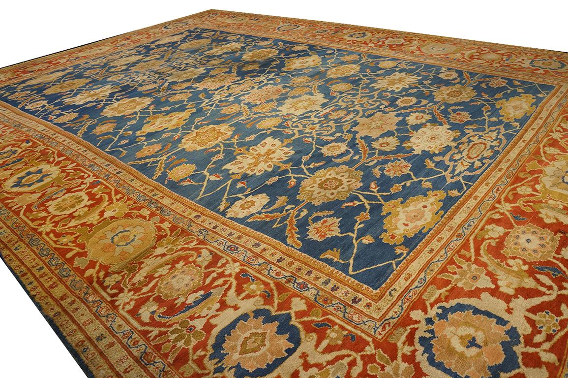 Noué à la main Tapis persan Ziegler Sultanabad du 19ème siècle ( 13'9