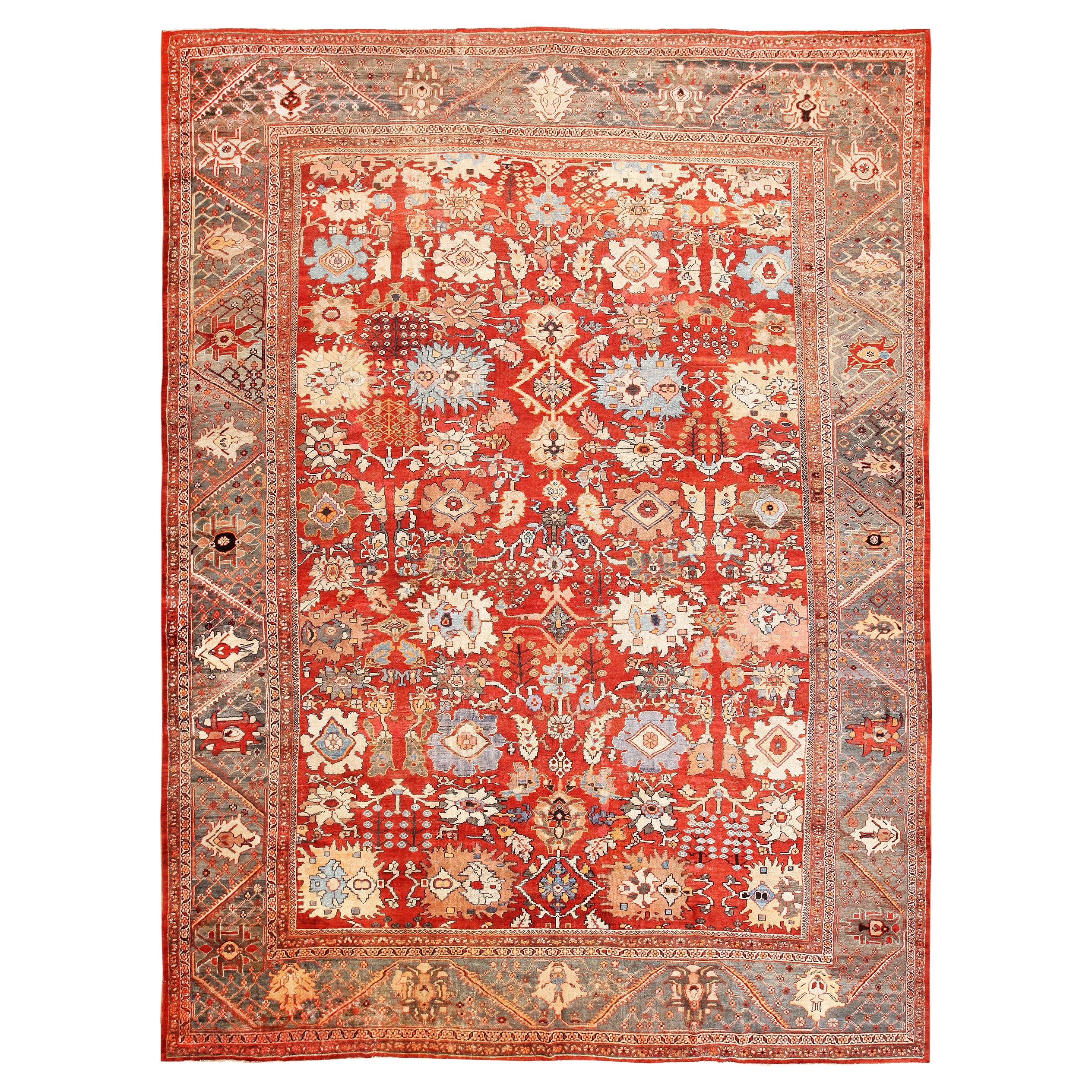 Tapis persan ancien de Sultanabad. 14 pieds 4 po. x 19 pieds 4 po.