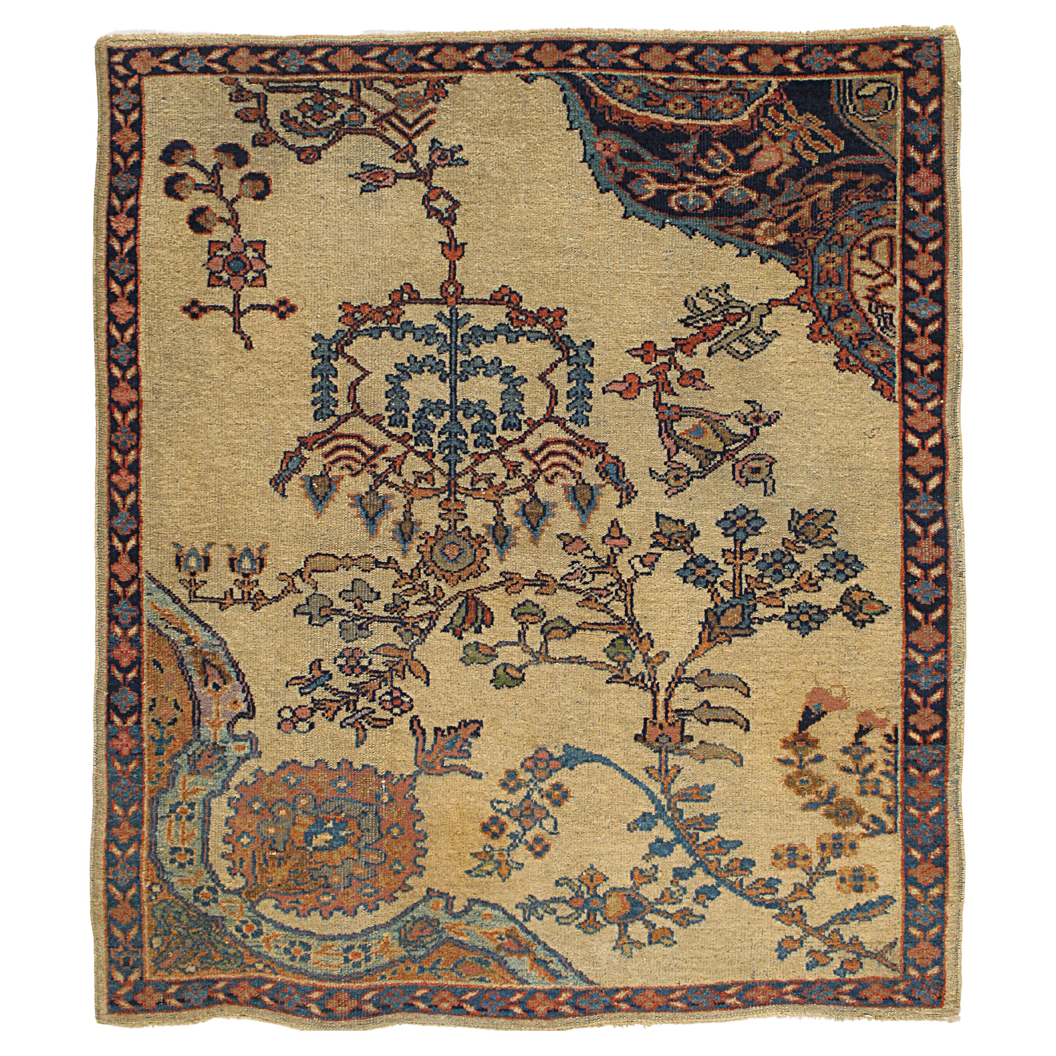 Antique Persian Sultanabad Rug  3'5 x 4' For Sale