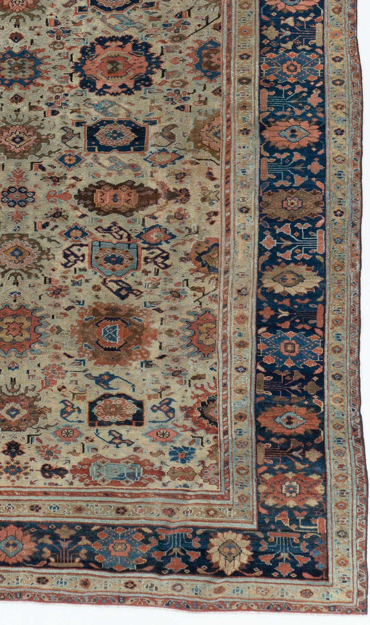 19th Century Antique Persian Sultanabad Rug 8' X 12'6 For Sale