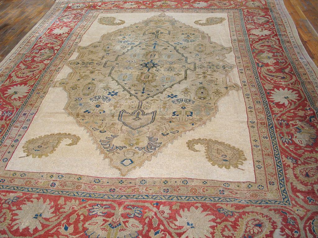 Hand-Knotted 19th Century Persian Ziegler Sultanabad Carpet ( 9'4