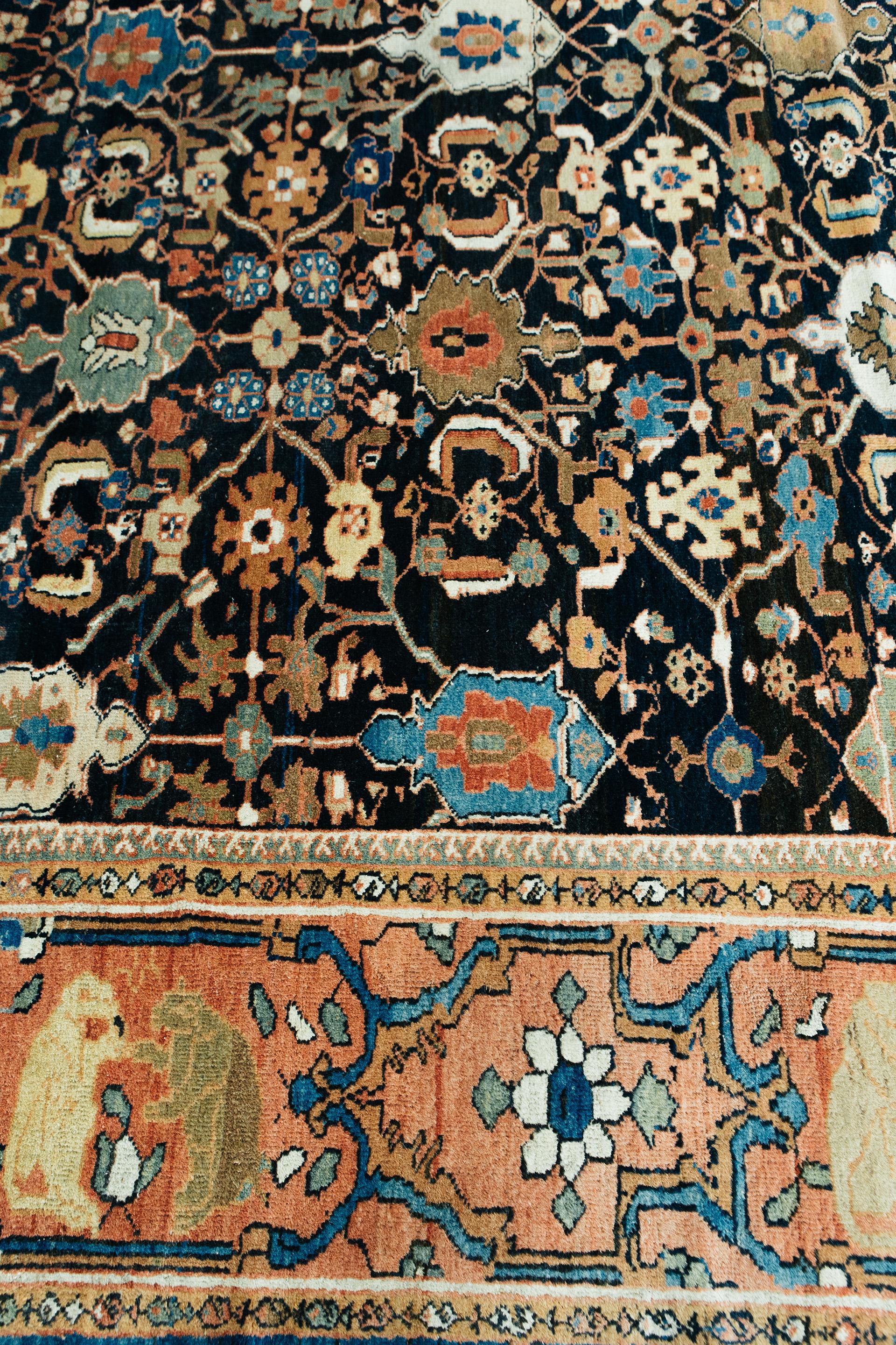 Hand-Knotted Antique Persian Sultanabad Rug Allover Design For Sale