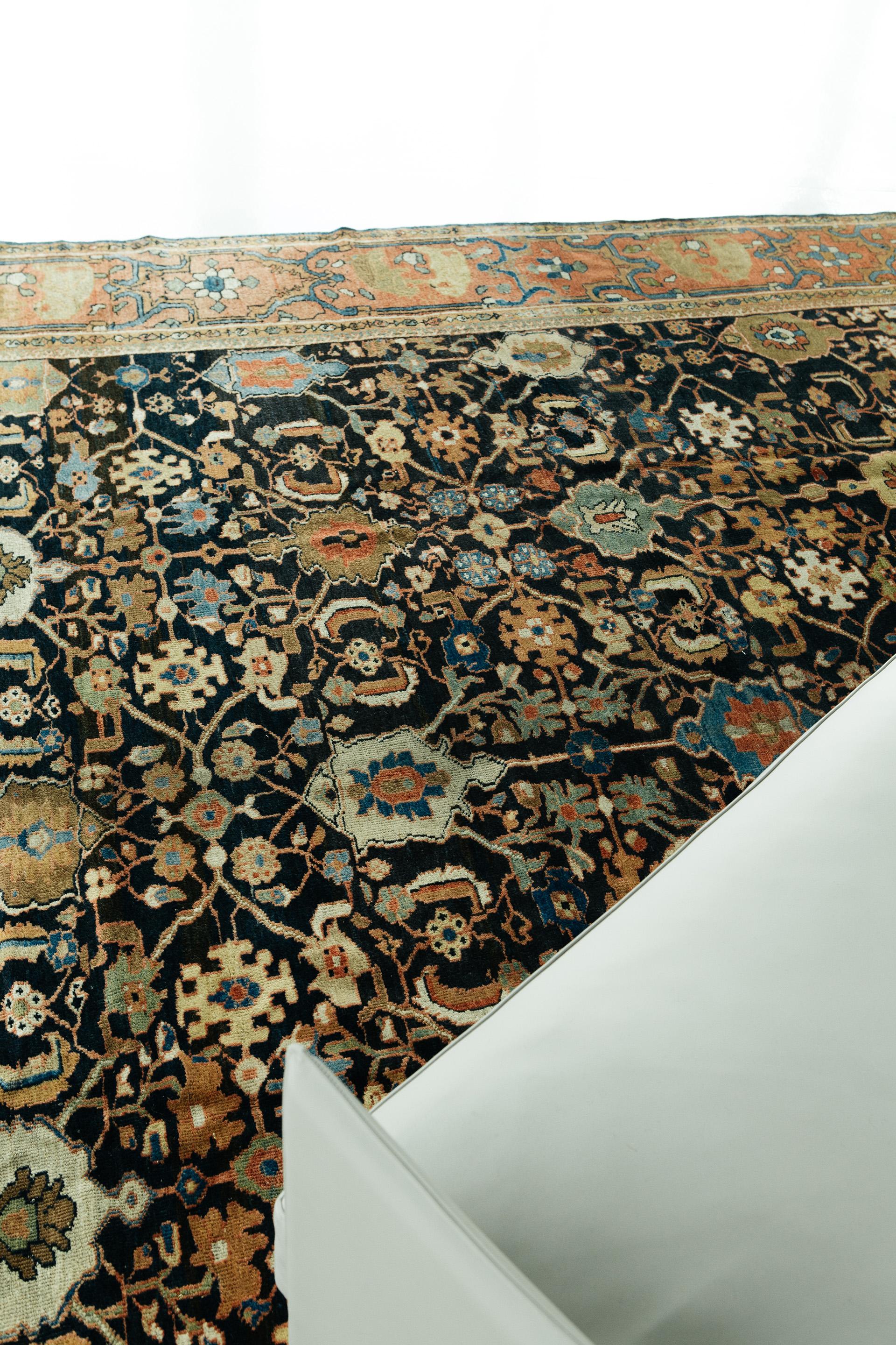 Wool Antique Persian Sultanabad Rug Allover Design For Sale