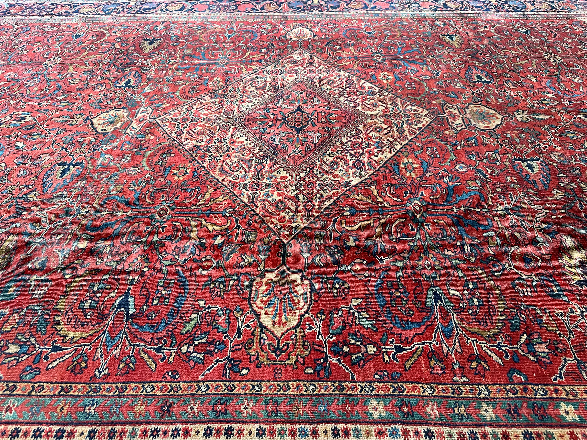 Tapis persan ancien Sultanabad Mahal géométrique 11'X19' Authentique en vente 3