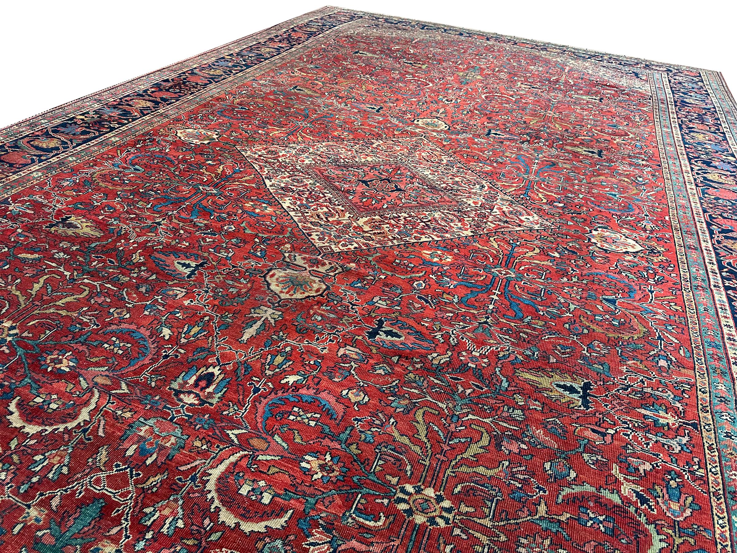 Tapis persan ancien Sultanabad Mahal géométrique 11'X19' Authentique en vente 4