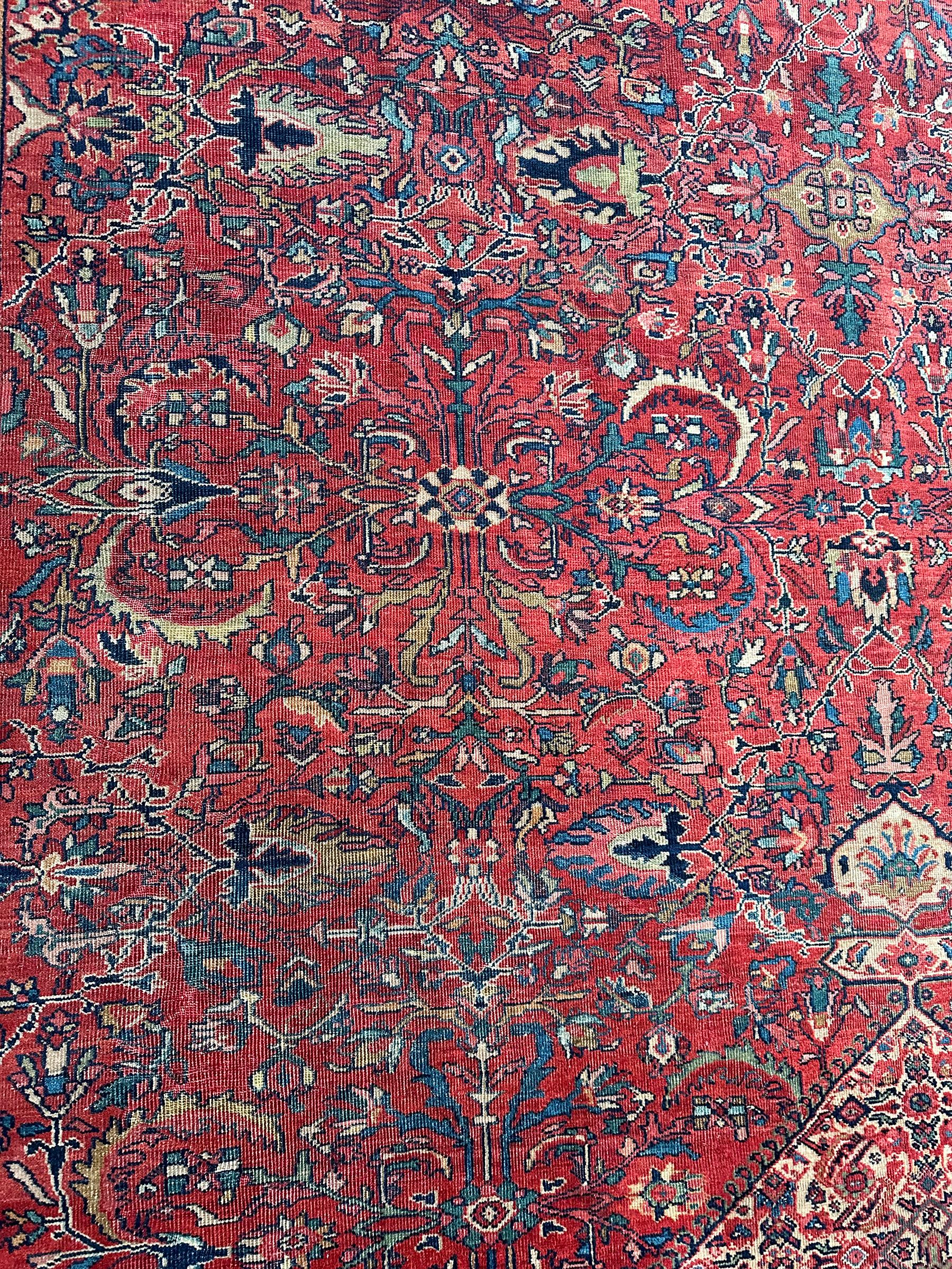 Tapis persan ancien Sultanabad Mahal géométrique 11'X19' Authentique en vente 1