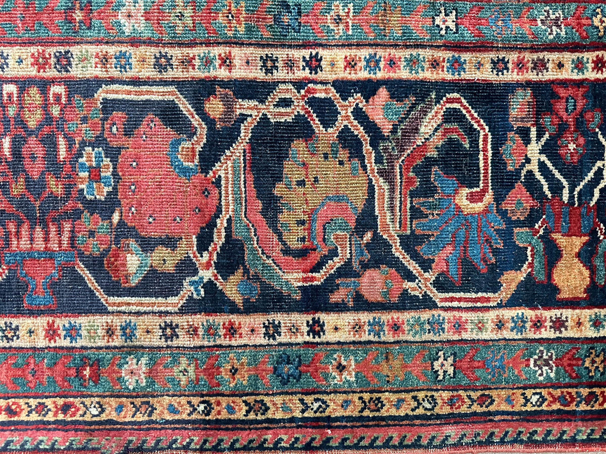 Tapis persan ancien Sultanabad Mahal géométrique 11'X19' Authentique en vente 2