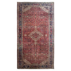 Antique Persian Sultanabad Rug Antique Mahal Geometric 11'X19' Authentic Carpet