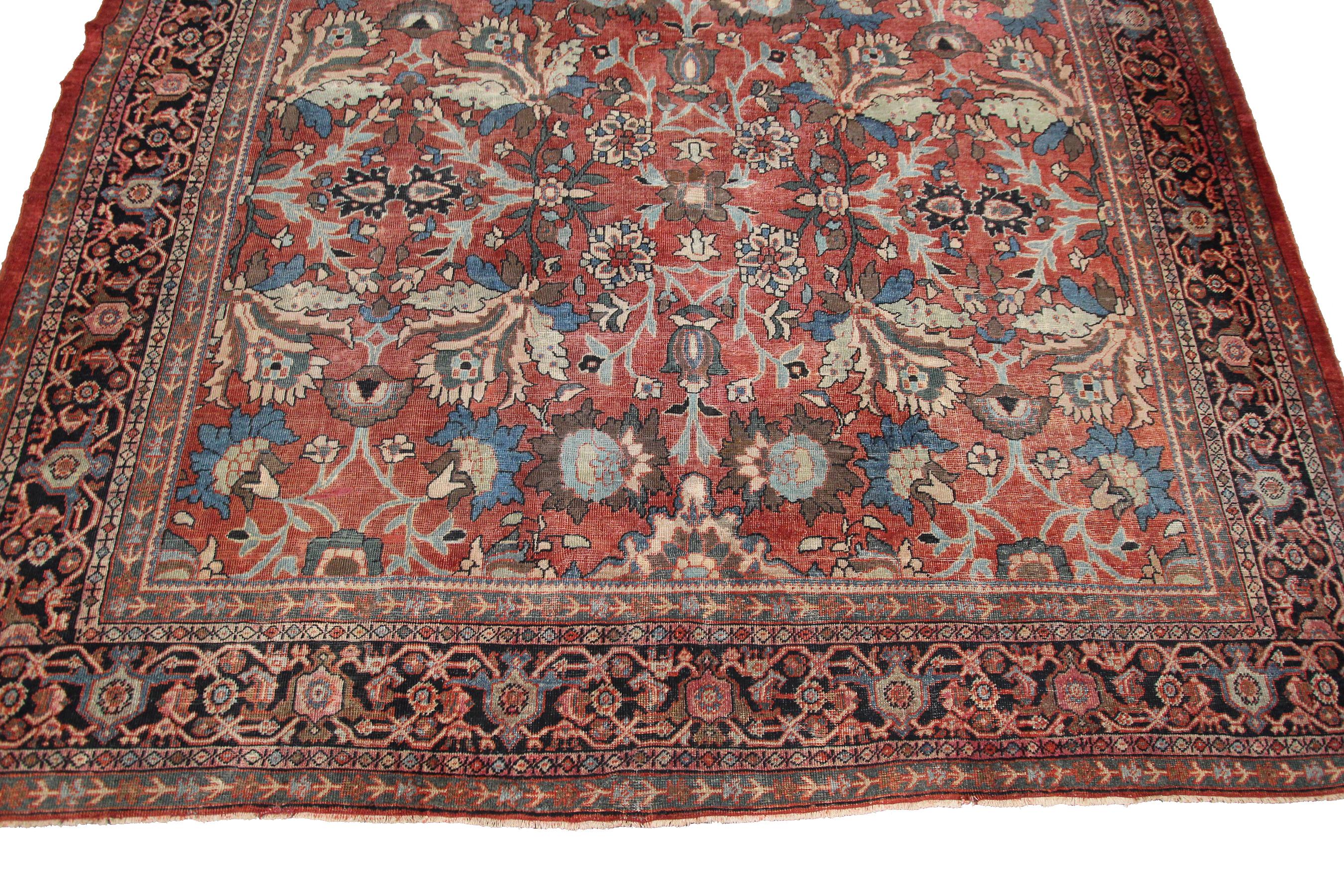 Antique Persian Sultanabad Rug Antique Mahal Geometric Overall 4
