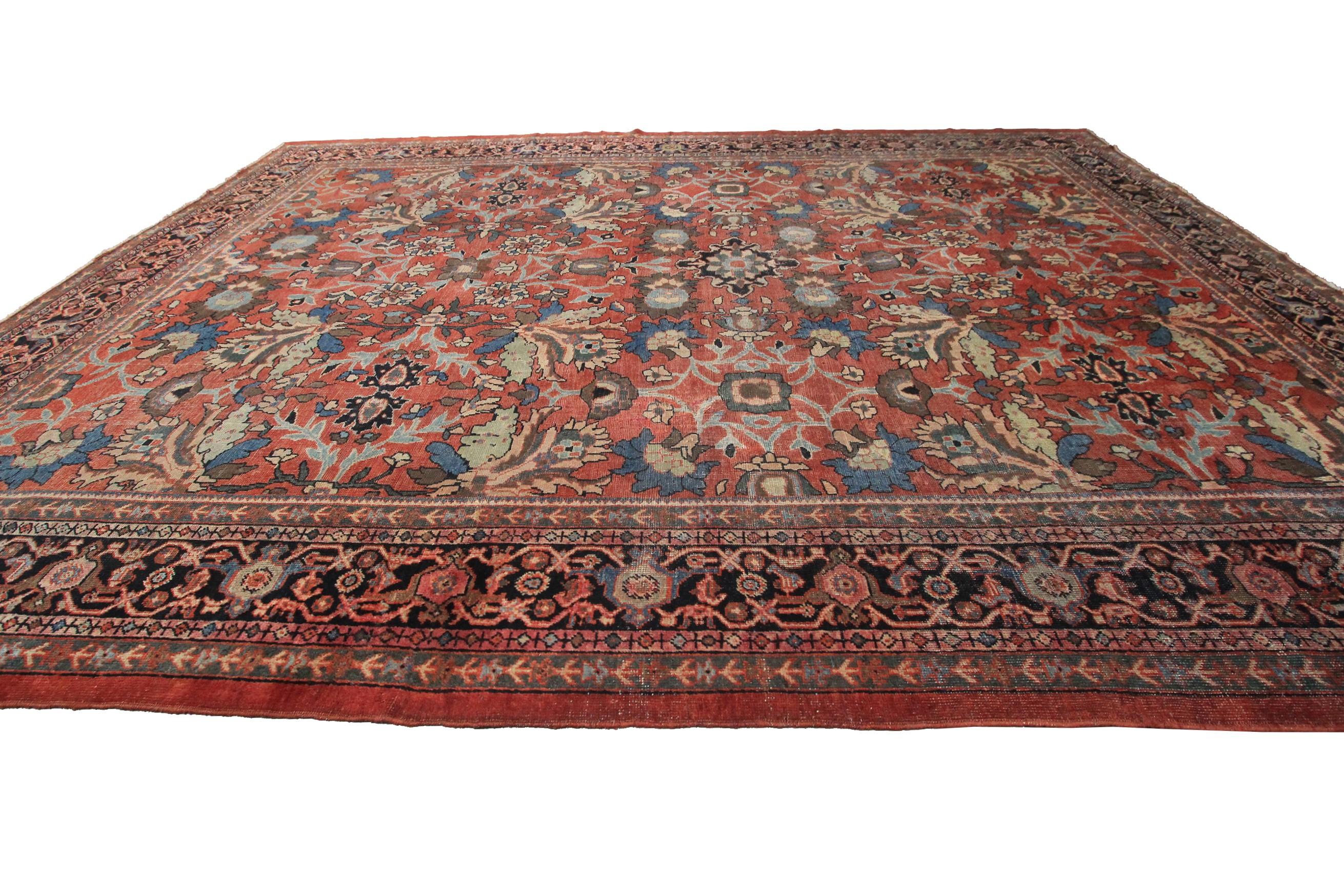 Antique Persian Mahal rug Sultanabad handmade geometric rug Circa.1880 
Measures: 10'2