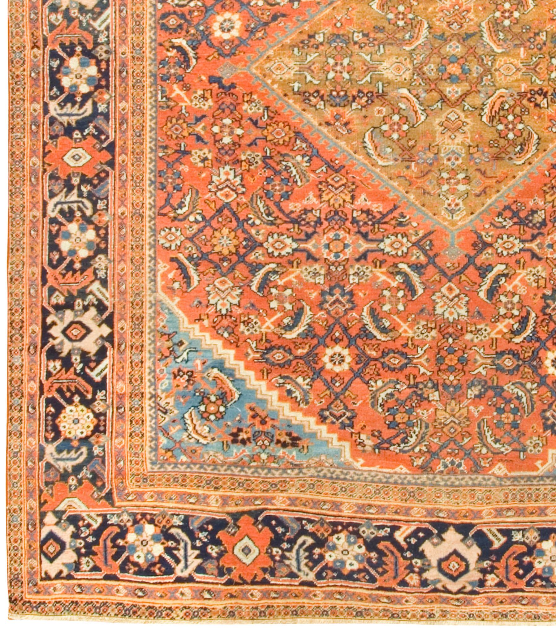 Antique Persian Sultanabad Rug Carpet, circa 1900 9' x 11' In Good Condition For Sale In New York, NY