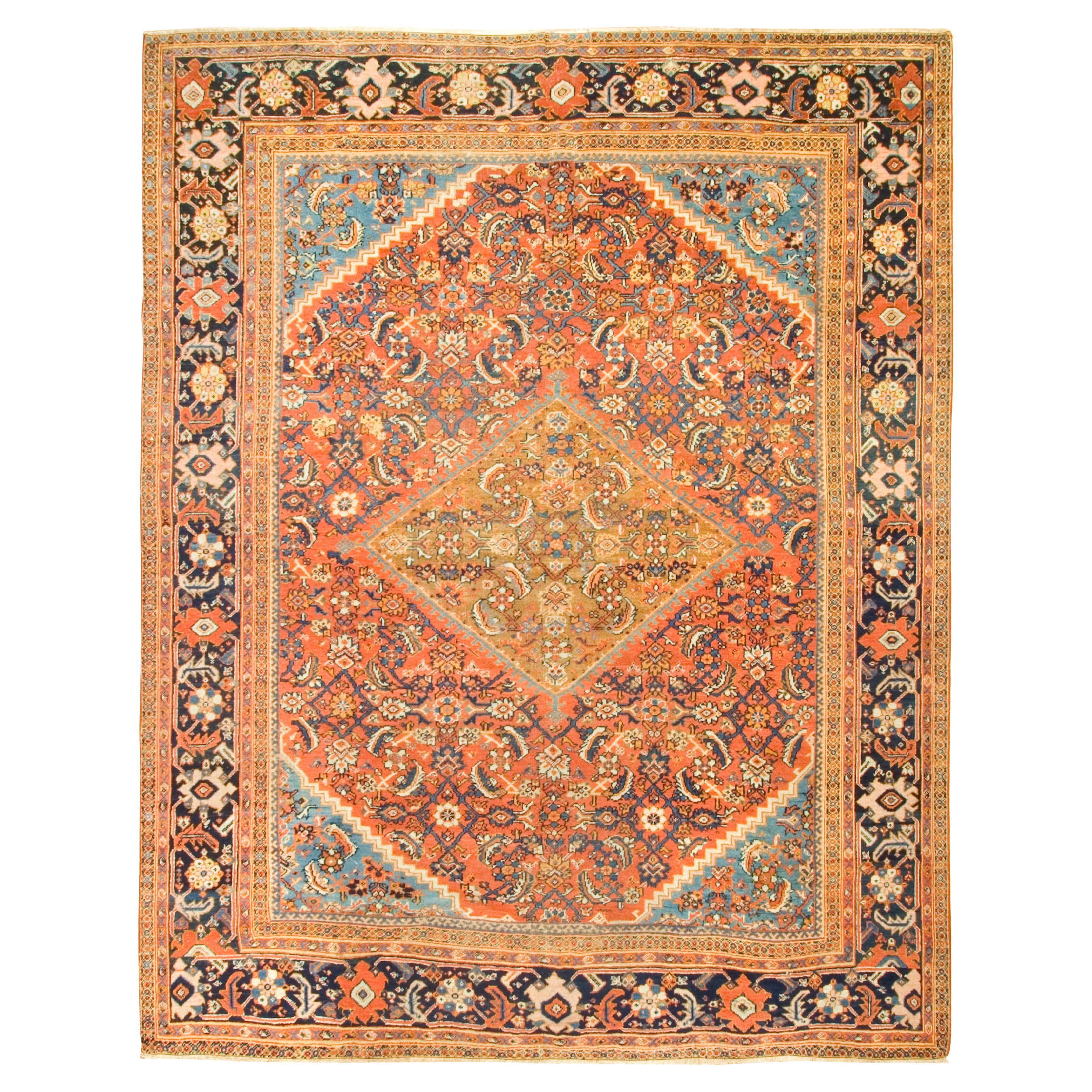 Antique Persian Sultanabad Rug Carpet, circa 1900 9' x 11'