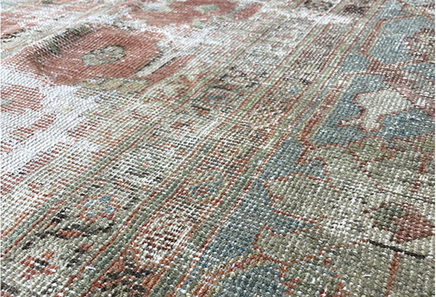 Lana Antico tappeto persiano Sultanabad Rugs blu chiaro e grigio Ivoey in vendita