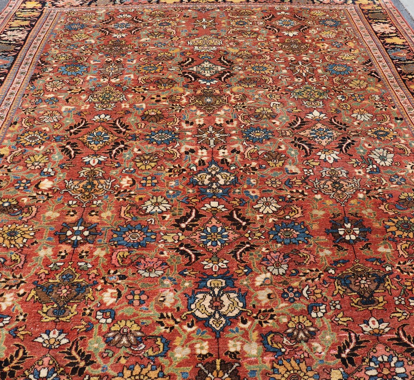 Tapis persan ancien de Sultanabad présentant un motif floral sur toute sa surface 12'4 x 17'0 en vente 5
