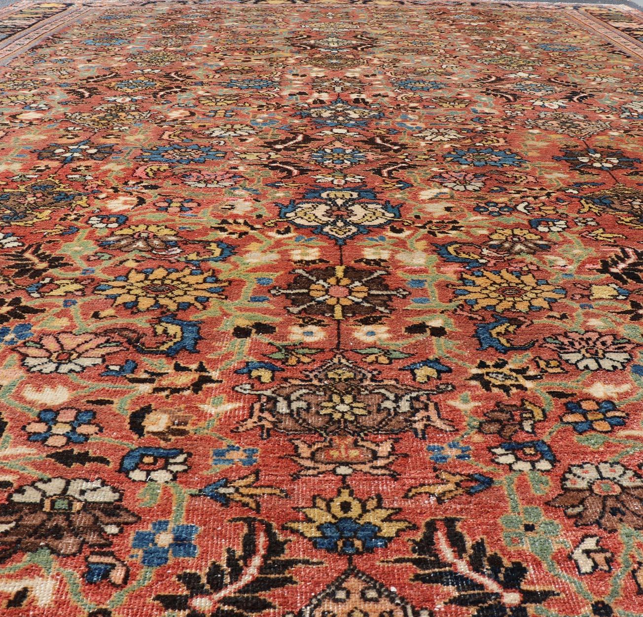 Tapis persan ancien de Sultanabad présentant un motif floral sur toute sa surface 12'4 x 17'0 en vente 6
