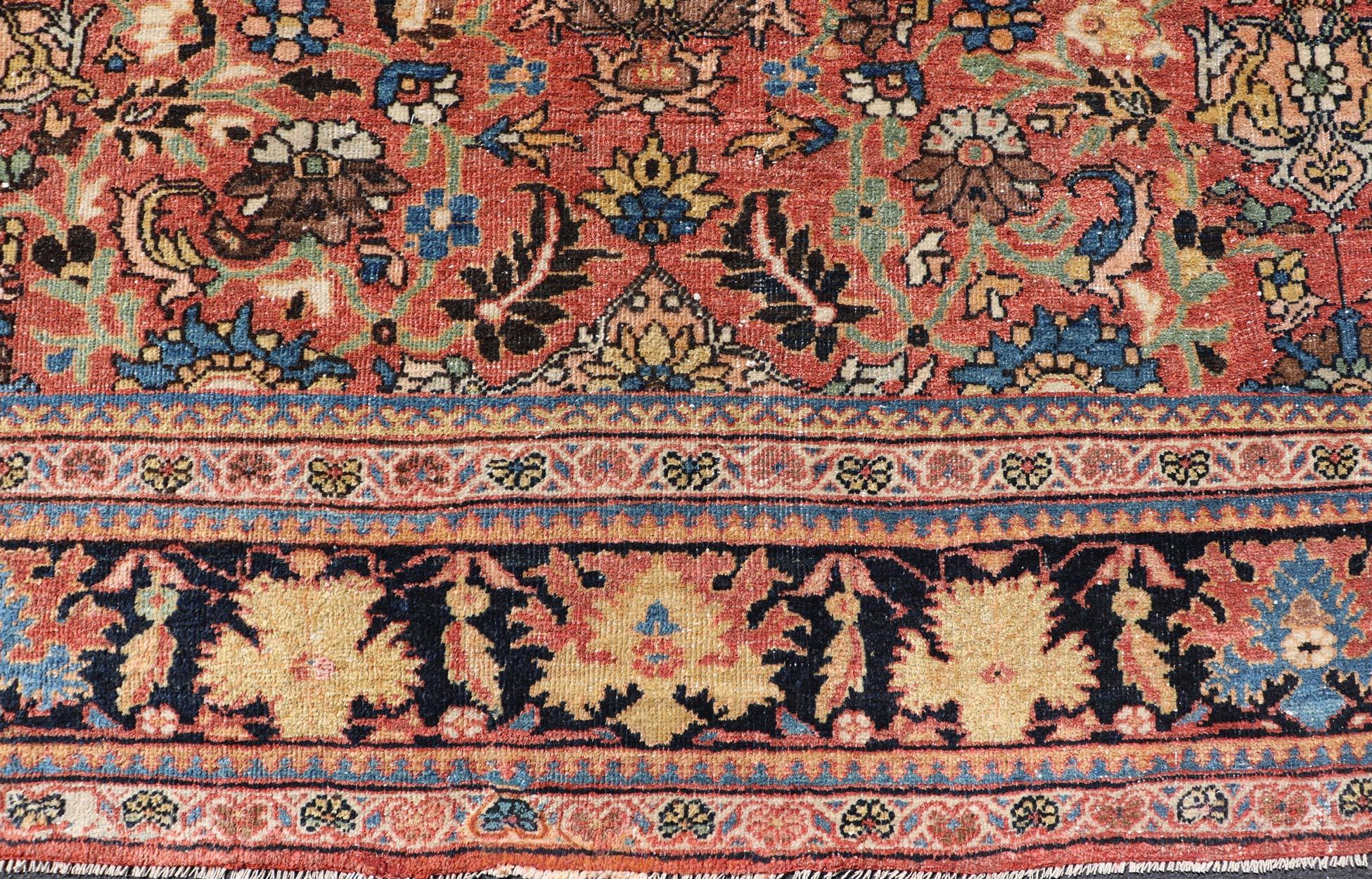Tapis persan ancien de Sultanabad présentant un motif floral sur toute sa surface 12'4 x 17'0 en vente 7