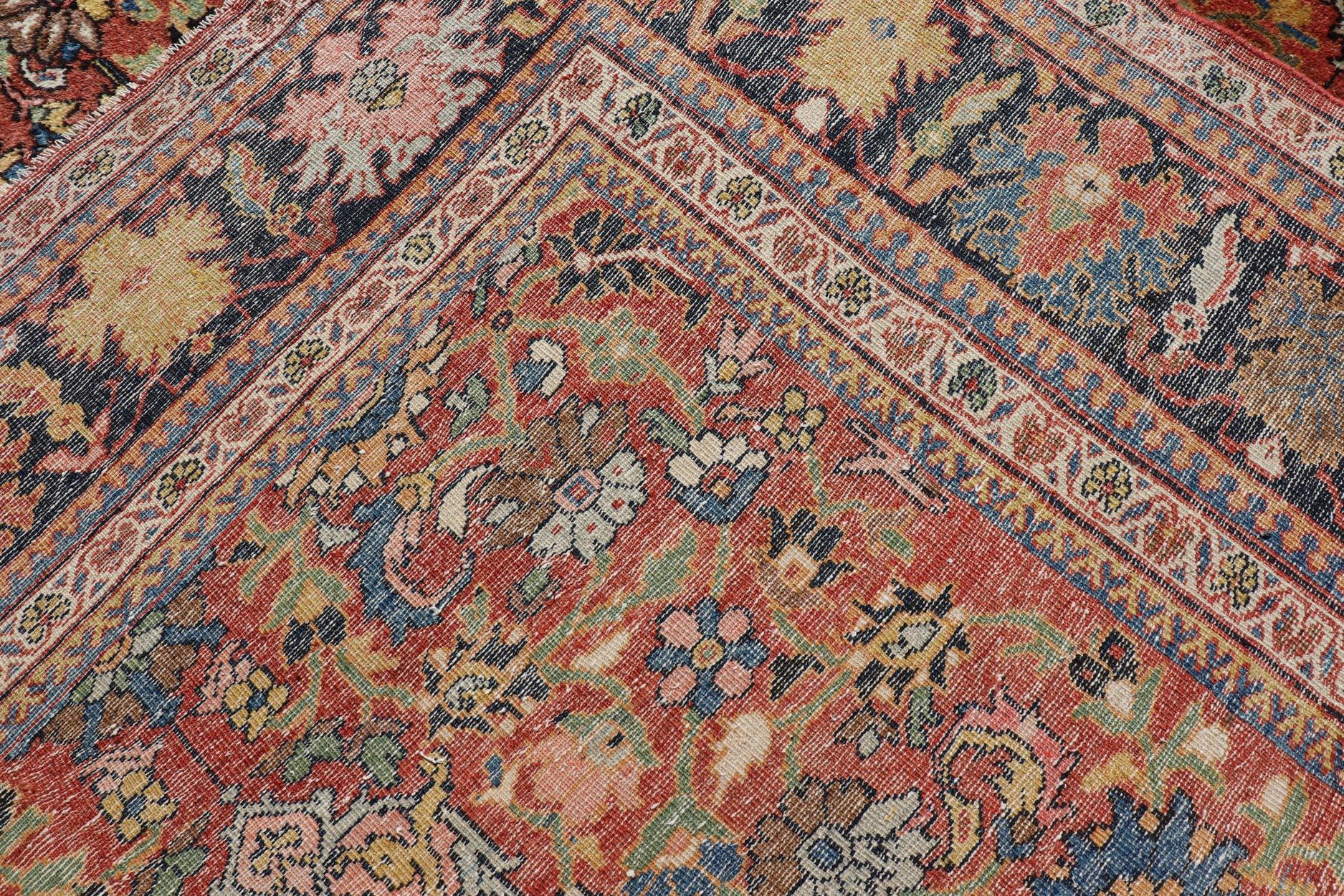Tapis persan ancien de Sultanabad présentant un motif floral sur toute sa surface 12'4 x 17'0 en vente 8