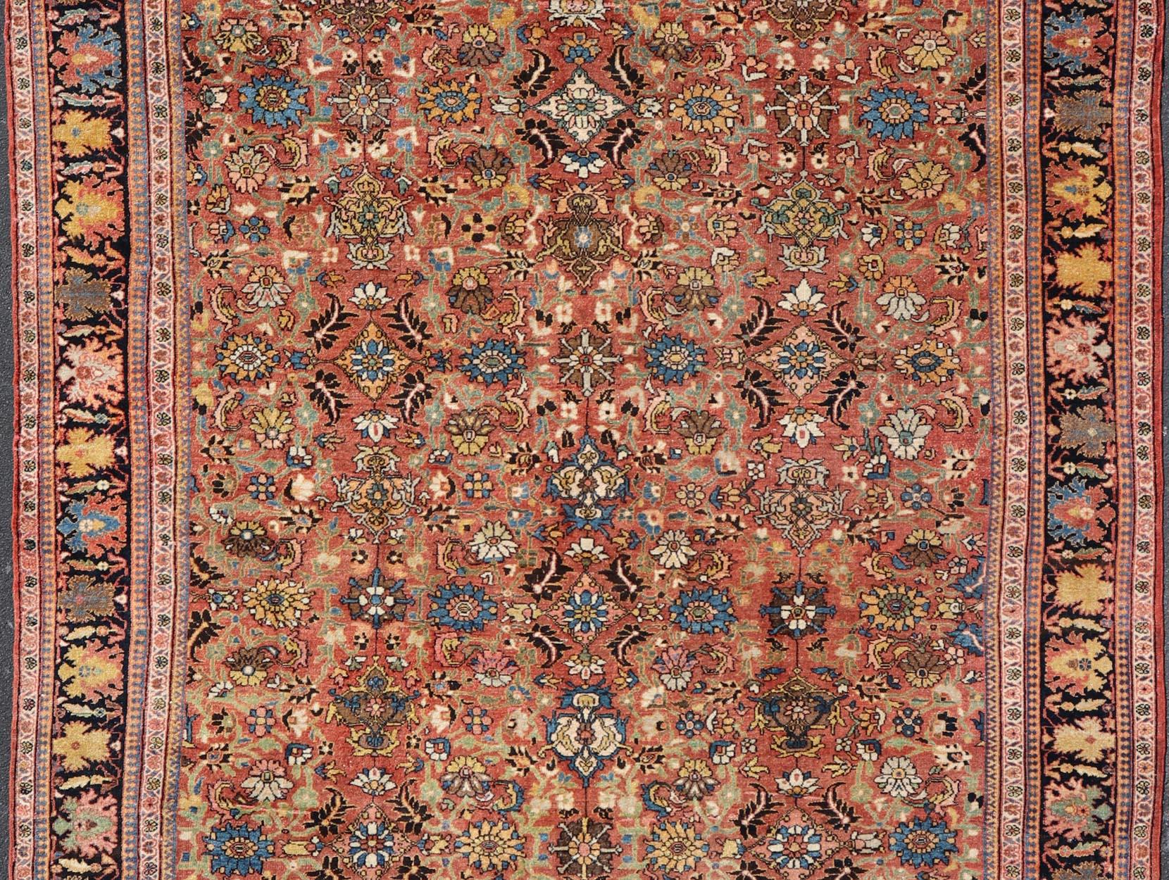 Tapis persan ancien de Sultanabad présentant un motif floral sur toute sa surface 12'4 x 17'0 en vente 1