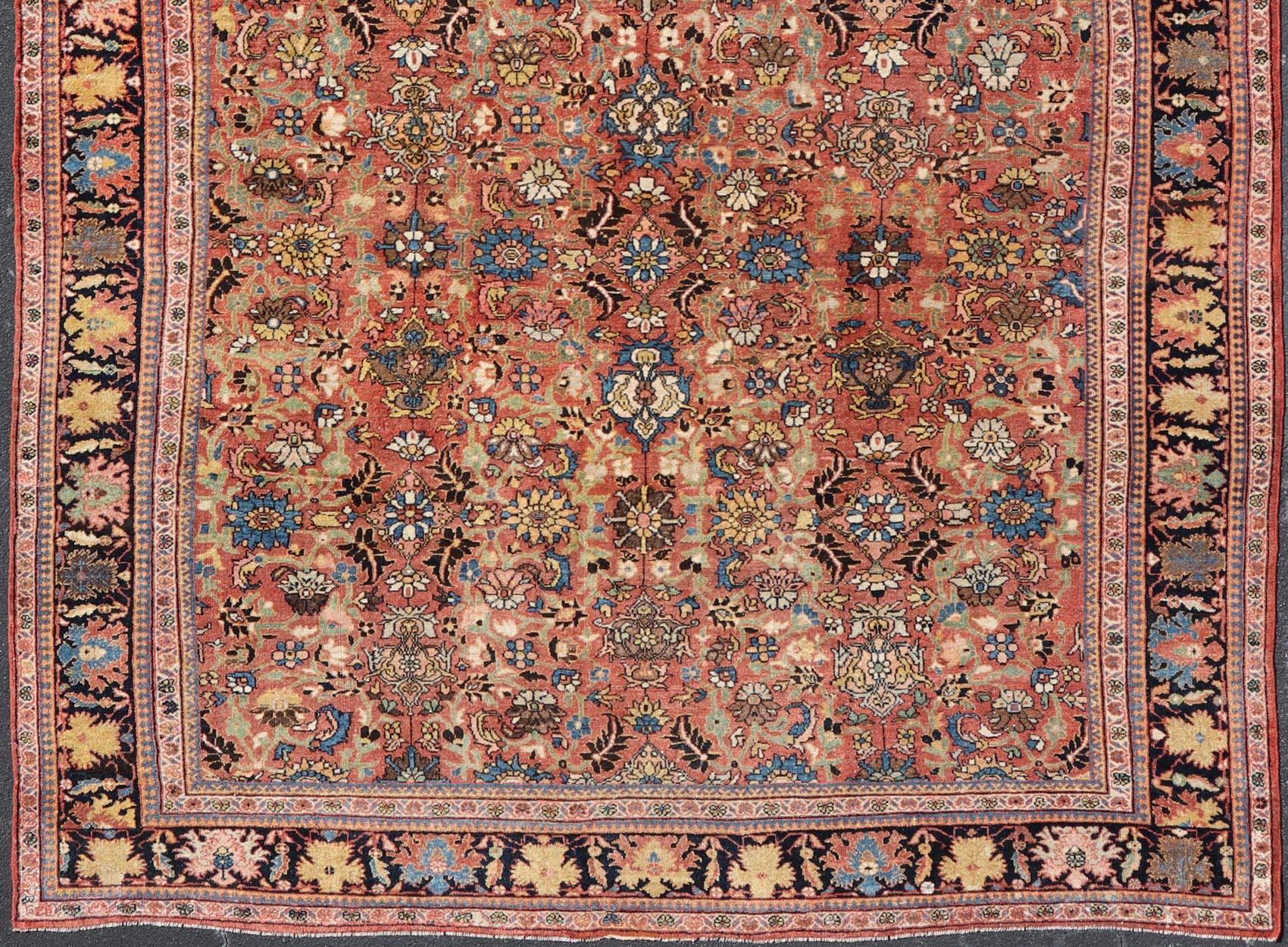 Tapis persan ancien de Sultanabad présentant un motif floral sur toute sa surface 12'4 x 17'0 en vente 2
