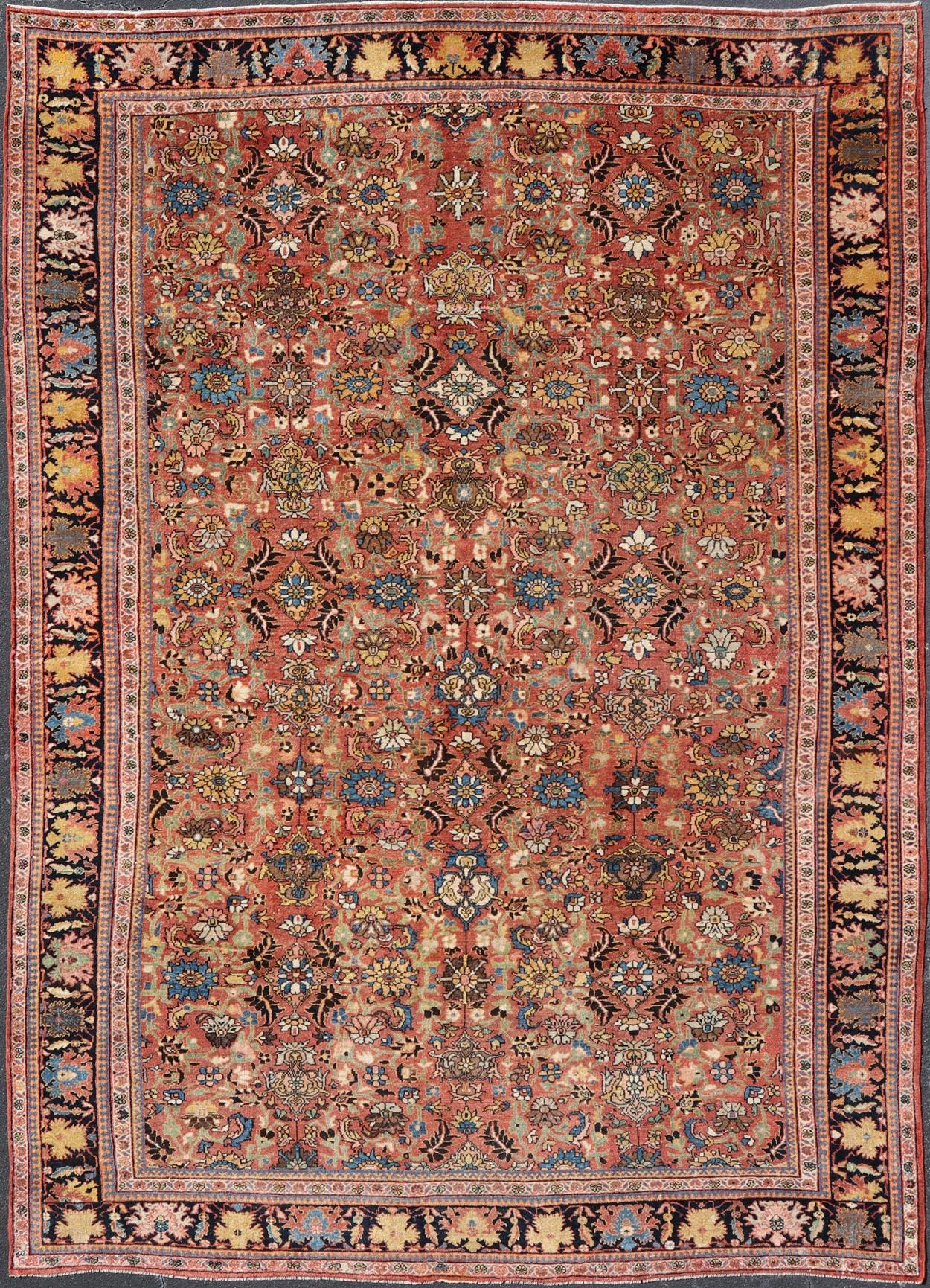 Tapis persan ancien de Sultanabad présentant un motif floral sur toute sa surface 12'4 x 17'0 en vente