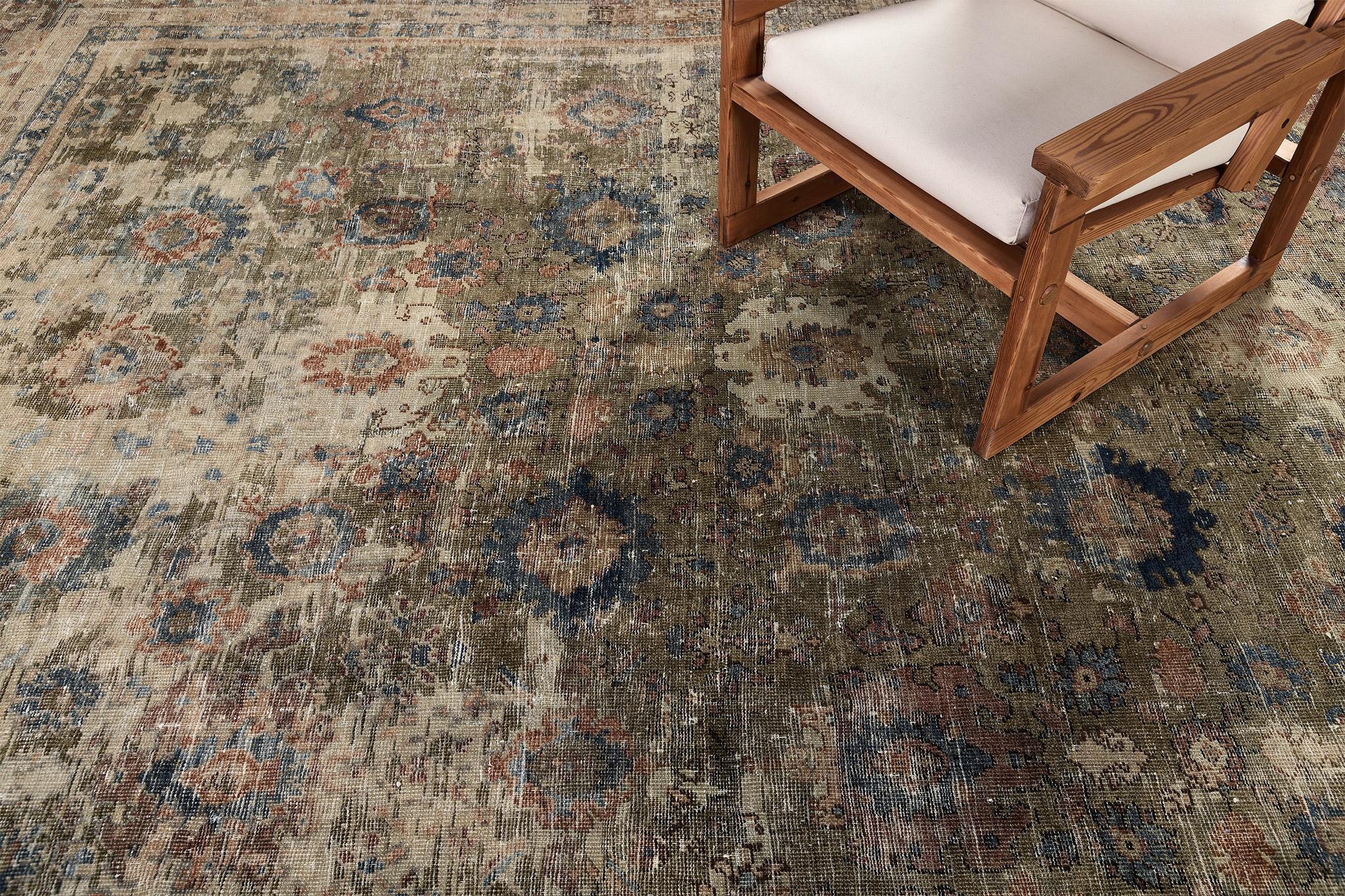 Antique Persian Sultanabad Rug In Distressed Condition In WEST HOLLYWOOD, CA