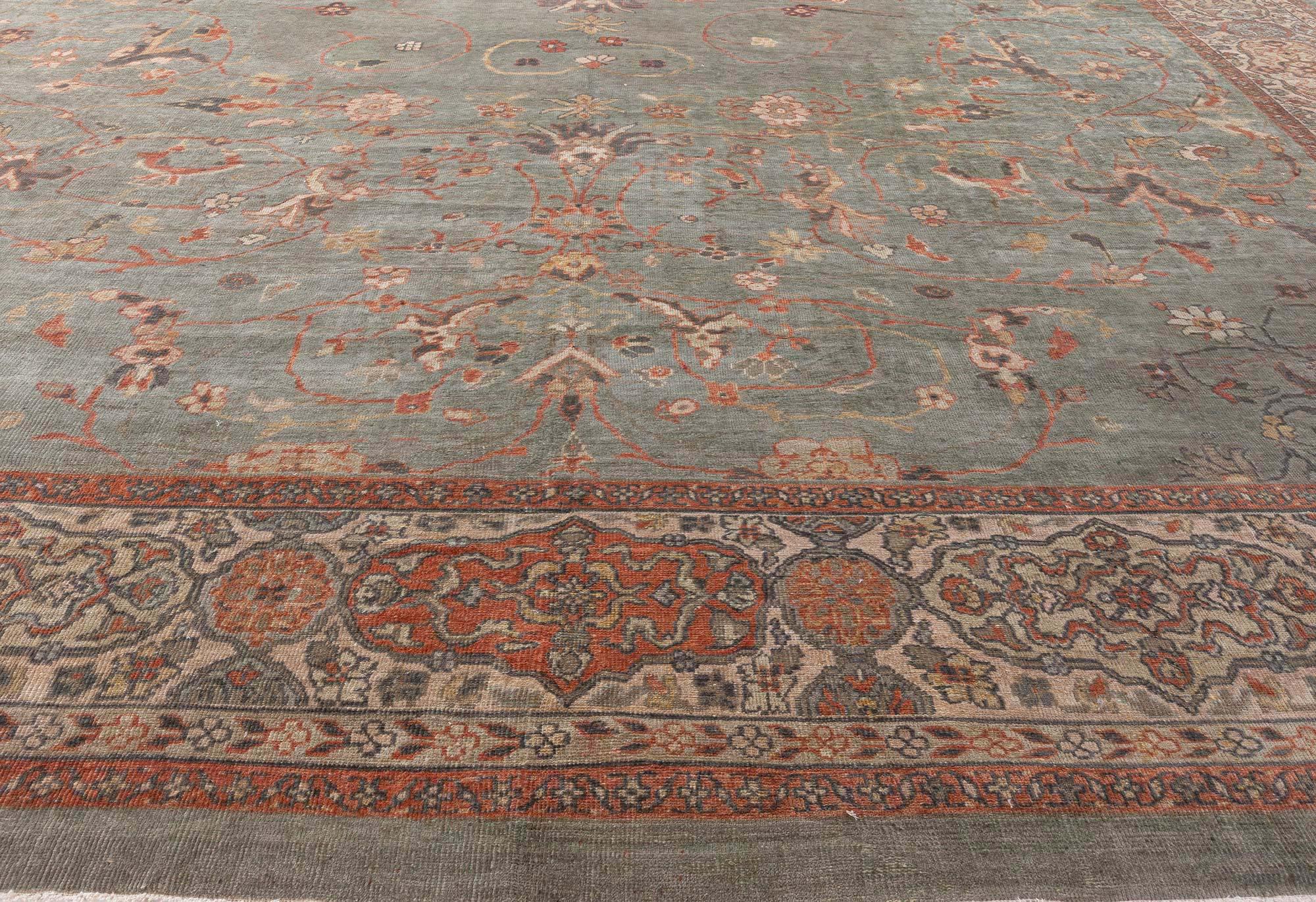 Doris Leslie Blauer antiker persischer Sultanabad-Teppich in Blau (Persisch) im Angebot