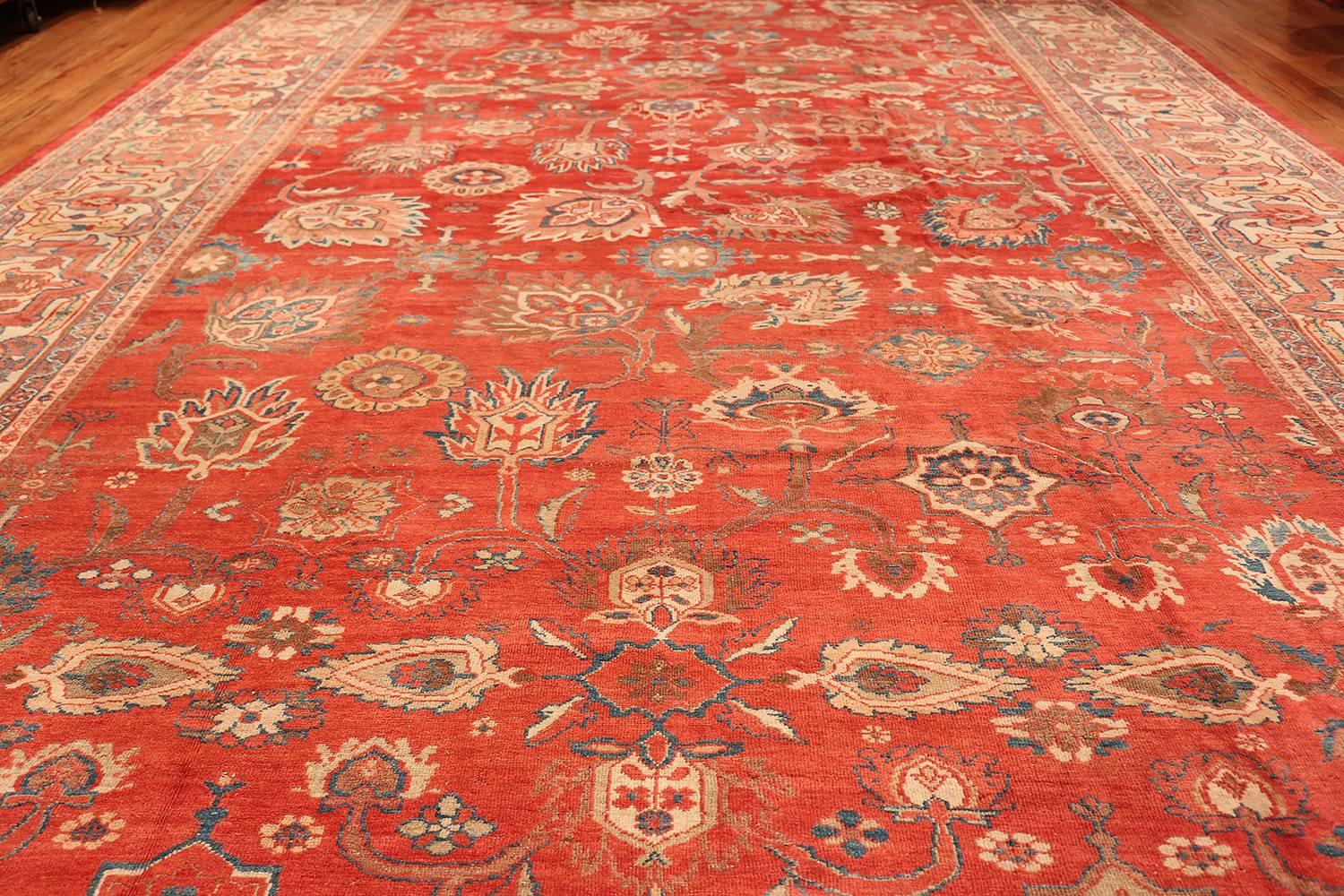 Hand-Knotted Largw Oversize Red Antique Persian Sultanabad Rug. Size: 14 ft x 21 ft