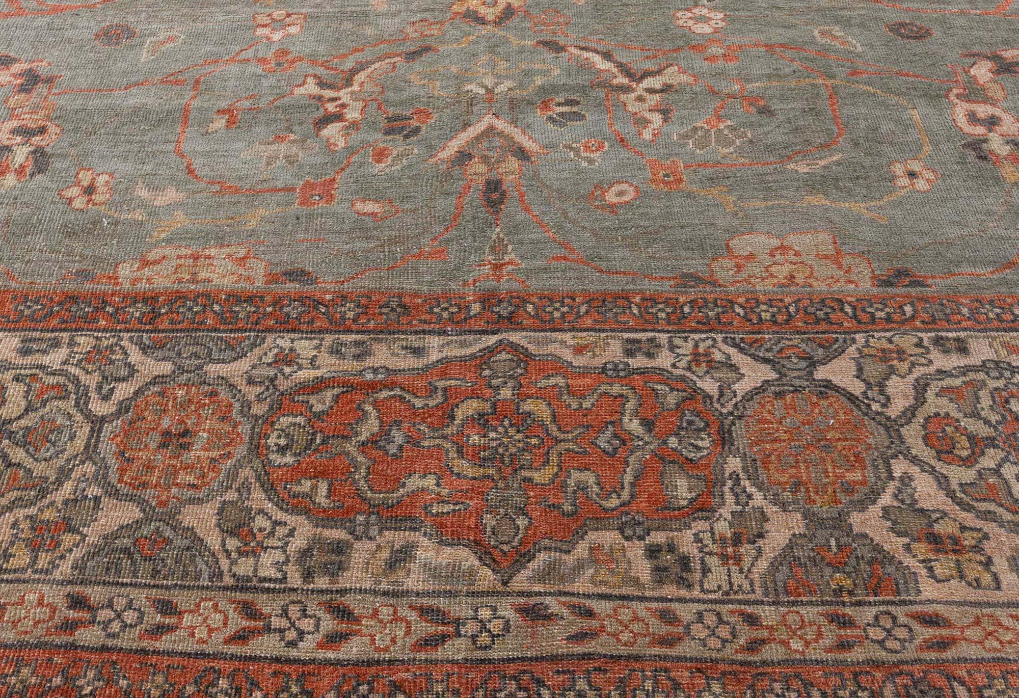 Doris Leslie Blauer antiker persischer Sultanabad-Teppich in Blau (Handgeknüpft) im Angebot