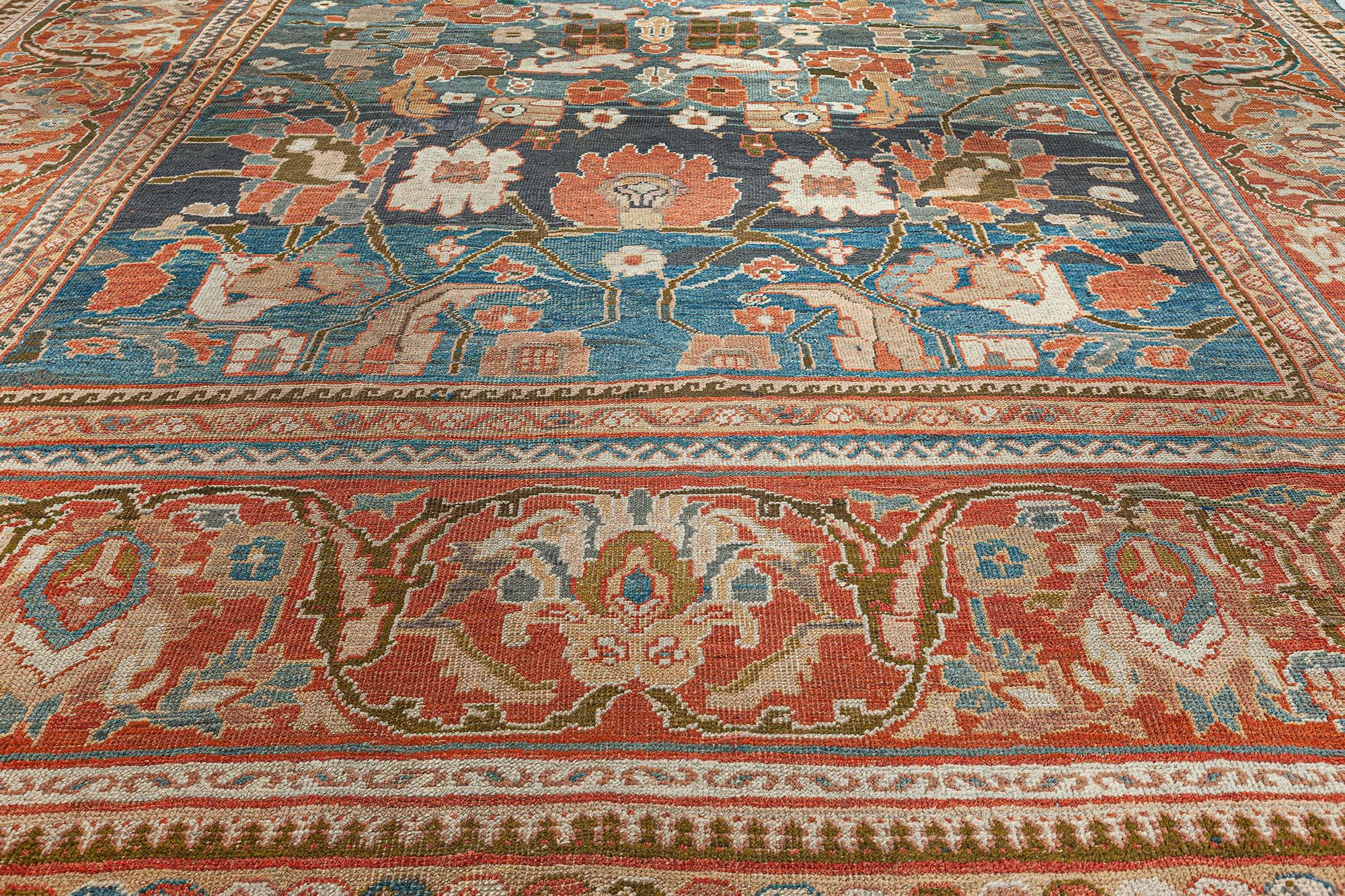 Doris Leslie Blauer antiker persischer Sultanabad-Teppich in Blau im Zustand „Gut“ im Angebot in New York, NY