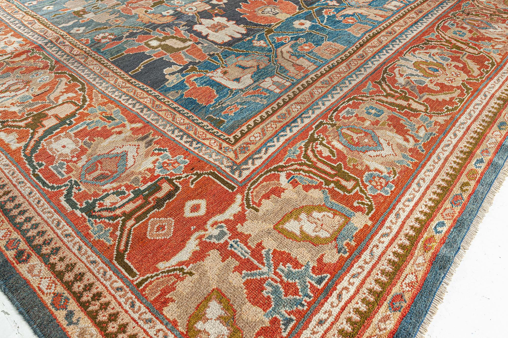 Doris Leslie Blauer antiker persischer Sultanabad-Teppich in Blau (20. Jahrhundert) im Angebot