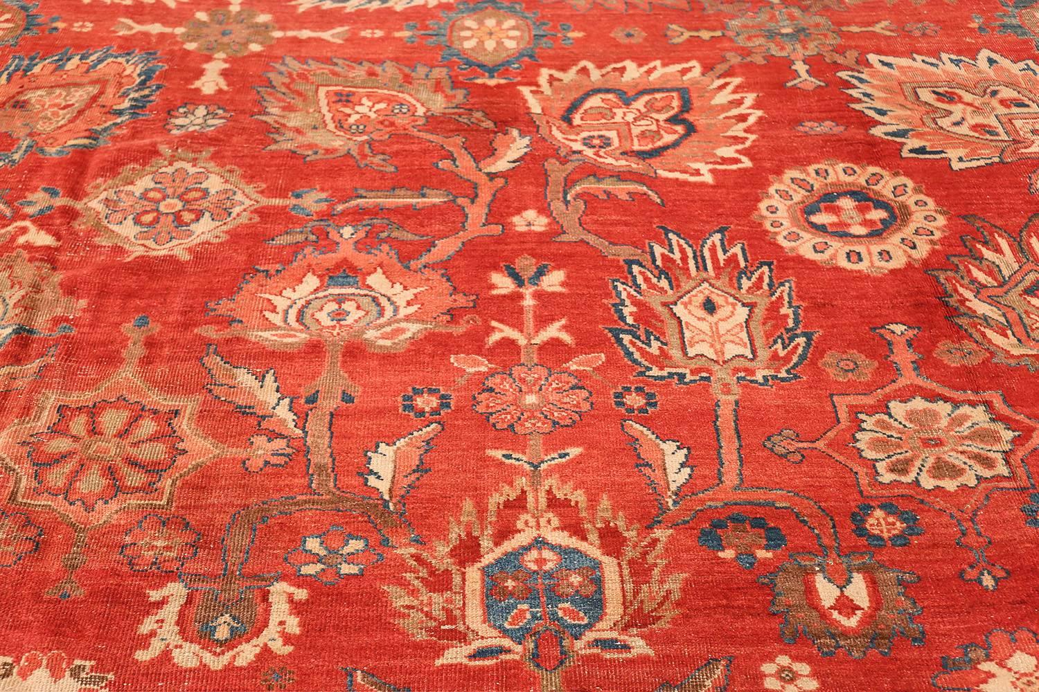 Wool Largw Oversize Red Antique Persian Sultanabad Rug. Size: 14 ft x 21 ft
