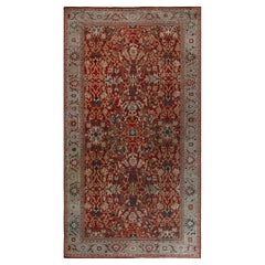 Antique Persian Sultanabad Red Handmade Wool Rug