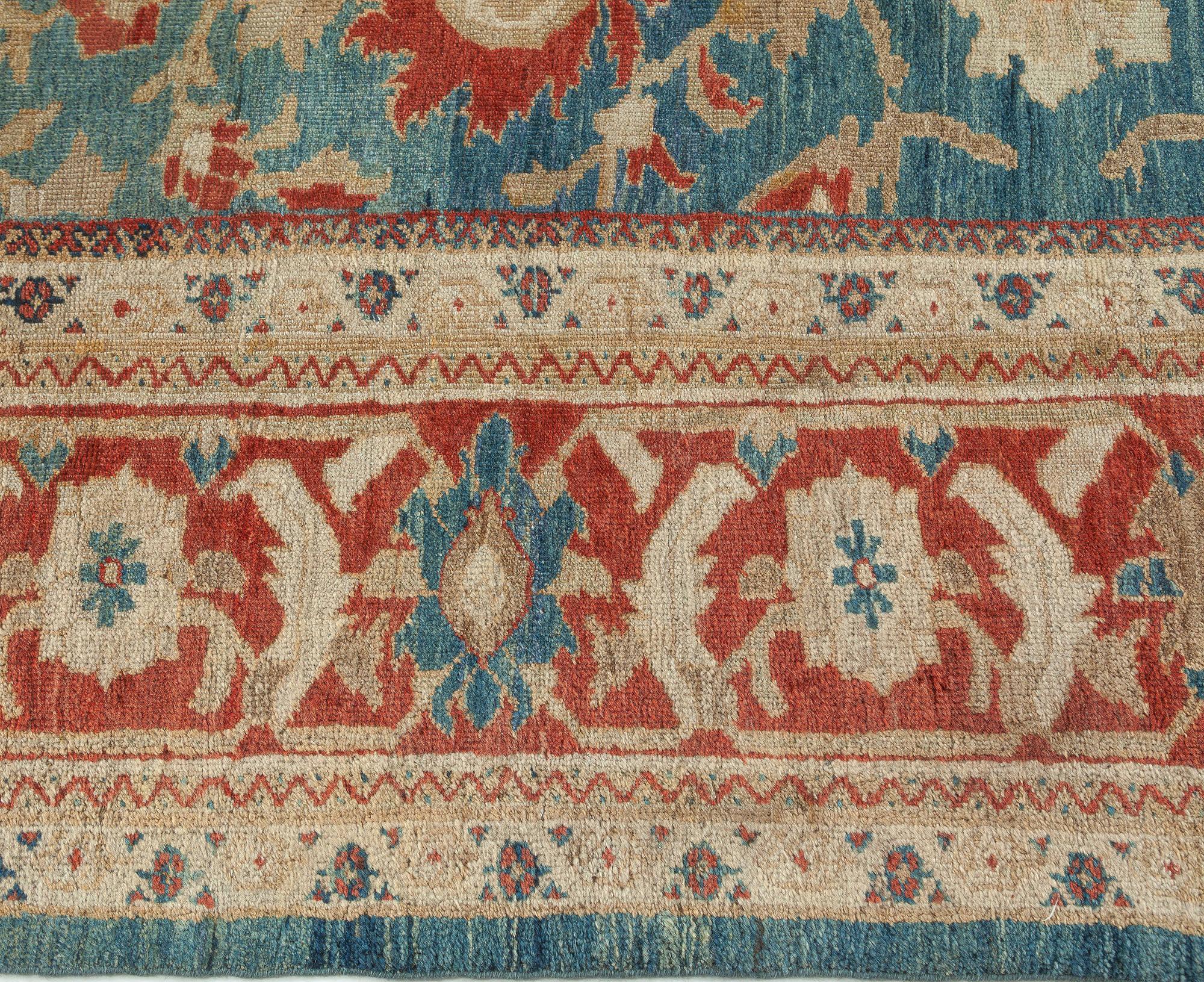 Doris Leslie Blauer antiker persischer Sultanabad-Teppich in Blau (Wolle) im Angebot