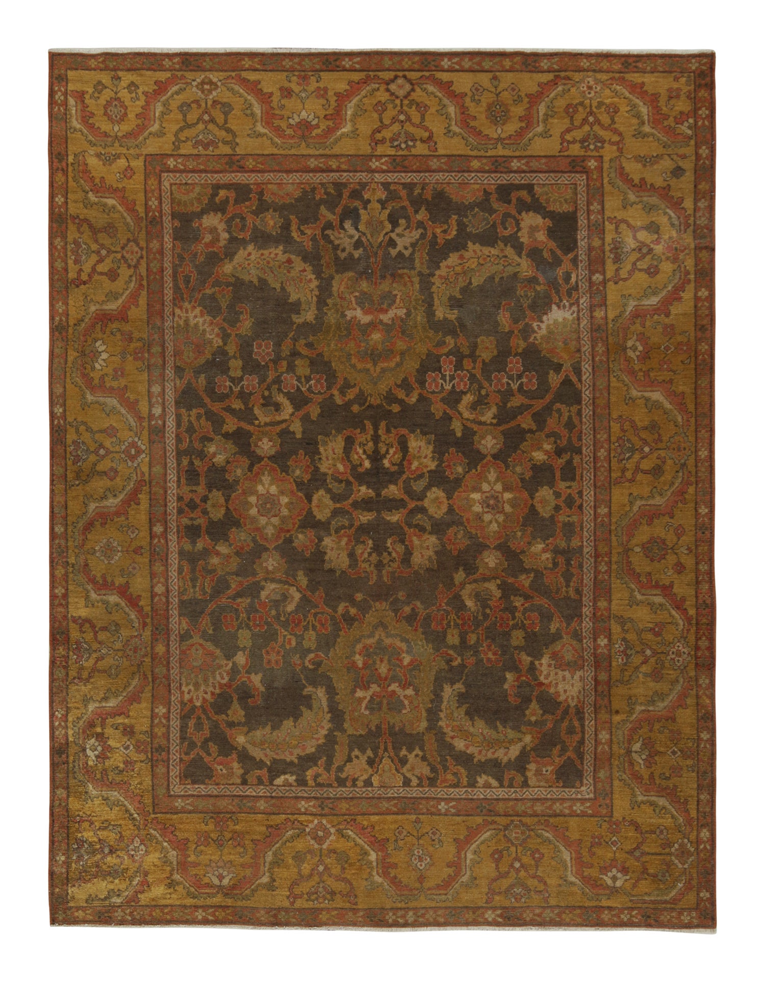 Antique Persian Sultanabad Rug in Gold and Red Floral Pattern by Rug & Kilim For Sale