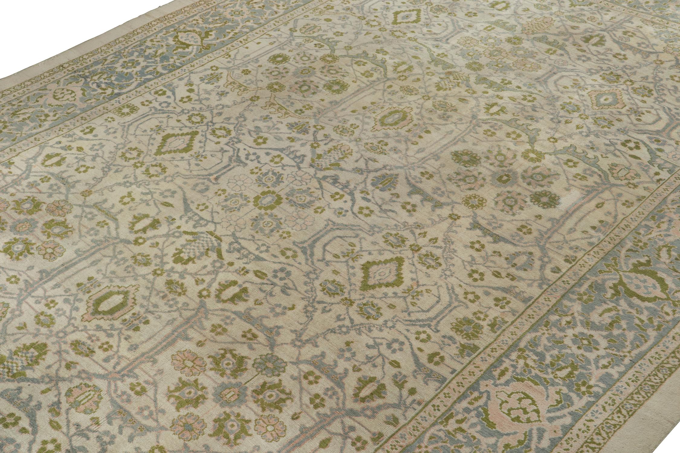 Antique Persian Sultanabad Rug in Gray with Green Floral Pattern by Rug & Kilim In Good Condition For Sale In Long Island City, NY